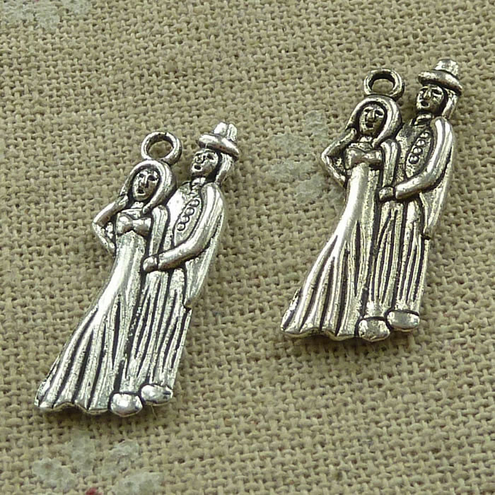 84pcs tibetan silver bride and bridegroom charms 29X11mm L-3420