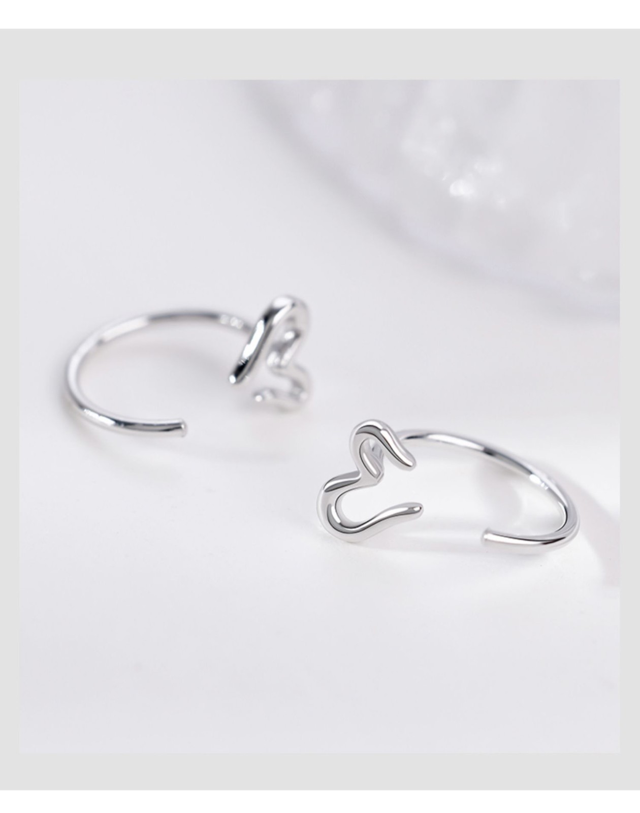 Extremely SimpleShiny Silver Plated Open Heart Design C-shaped Fashion Earrings