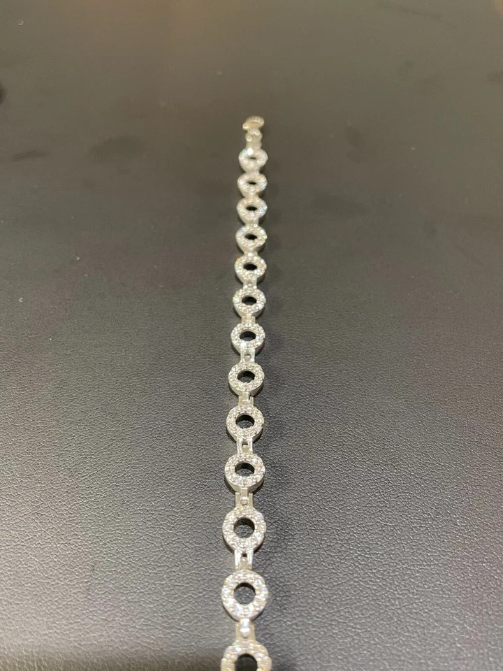 5ct Round Simulated Diamond Stunning Tennis Unisex Bracelet 14kWhite Gold Plated