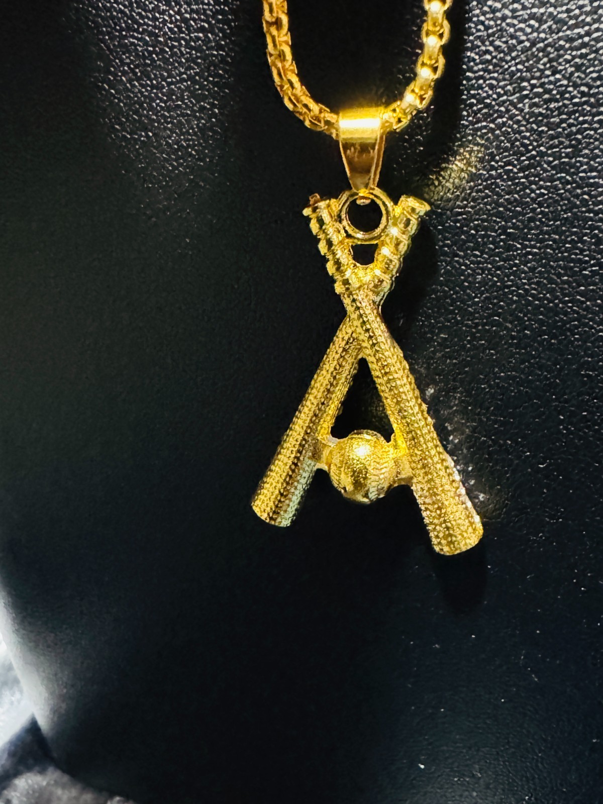 Baseball Bat X2 Cubic Zirconia Necklace 18k Plate Zinc Alloy 23.62 1.89H x 1.10W