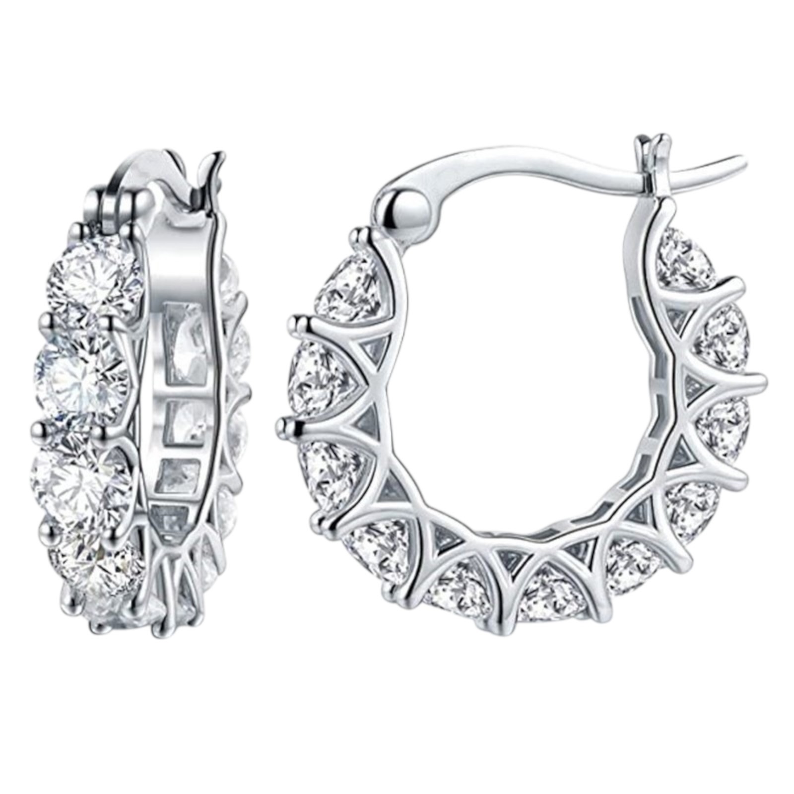 Gold, Silver Plated Hoop Earrings With Cubic Zirconia Unisex, Women, Men A31
