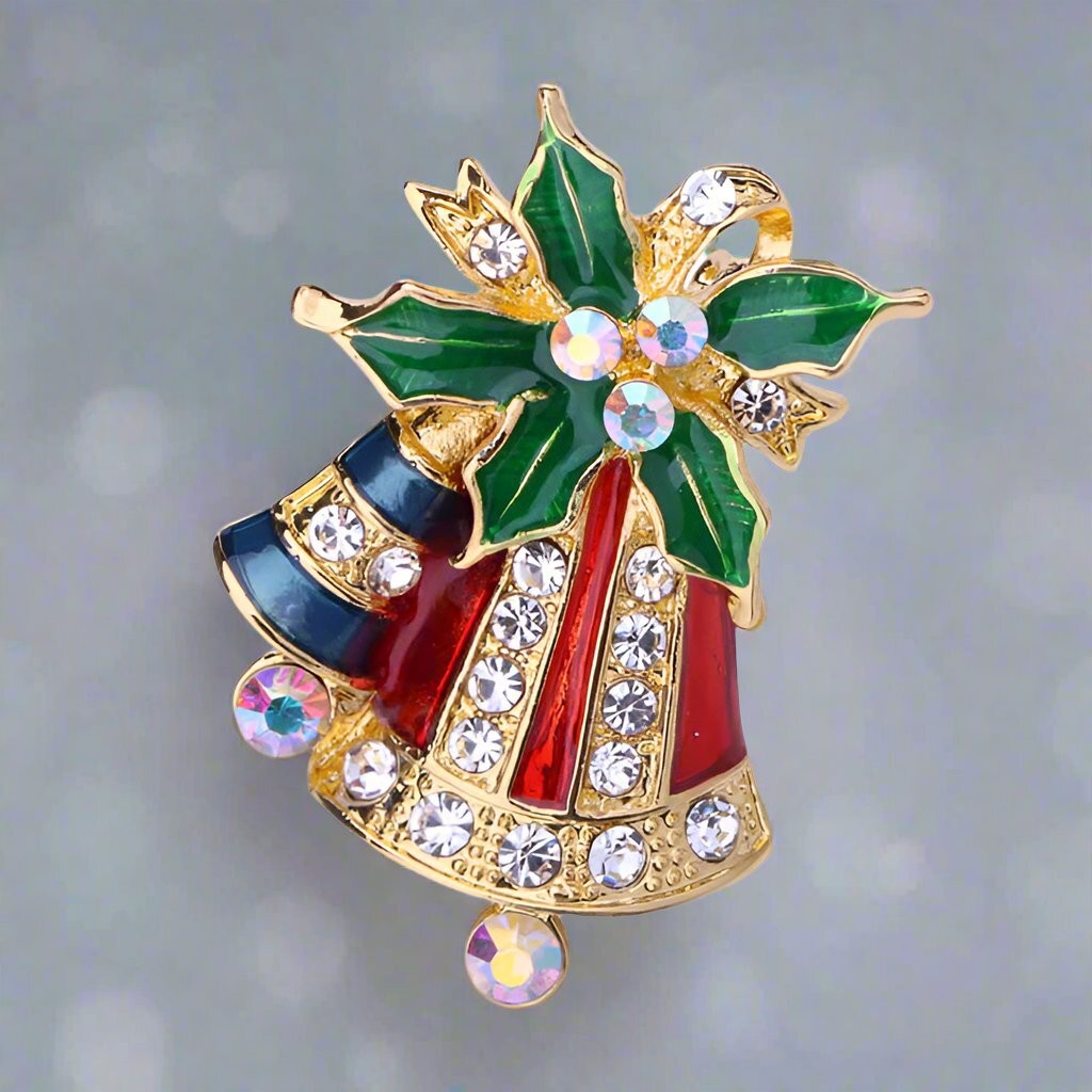 Large and Small Colorful Bells Christmas Brooch Pin