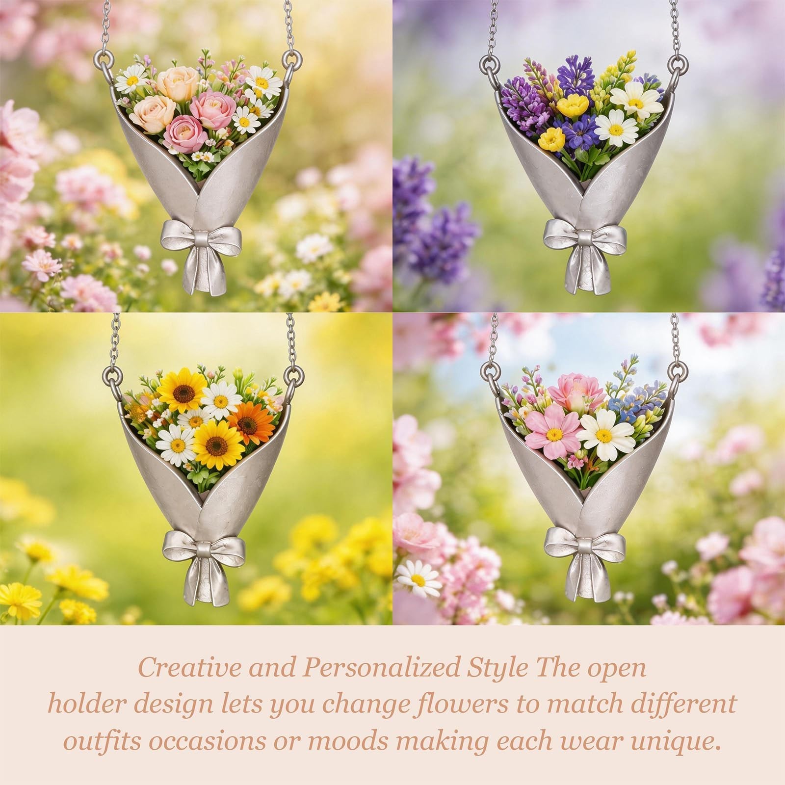 Peraca Cris Mothers Day Flower Holder Necklace DIY Bouquet Pendant Mini Vase …