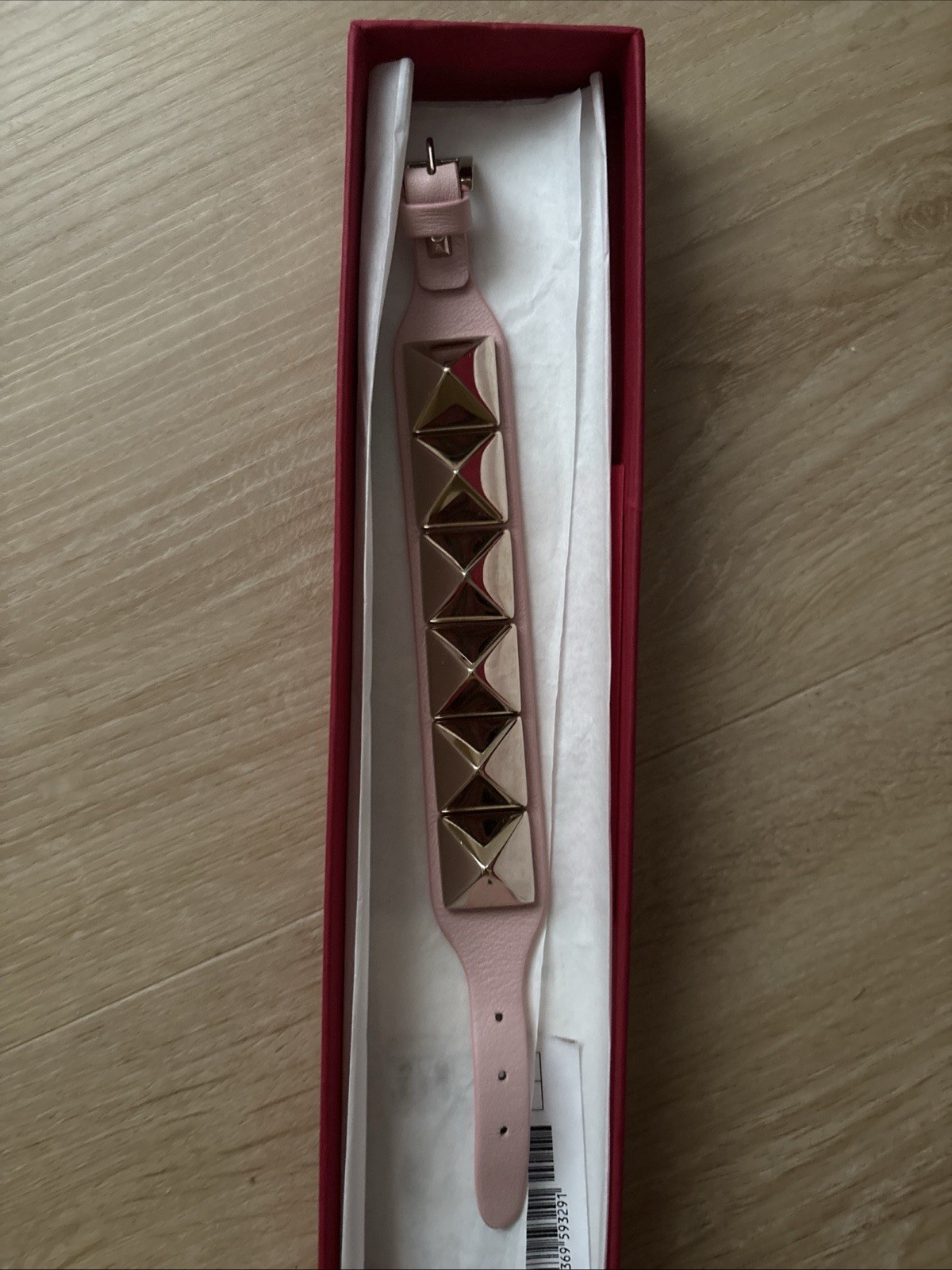 Valentino Garavani Rockstud Leather Bracelet large pink Gold