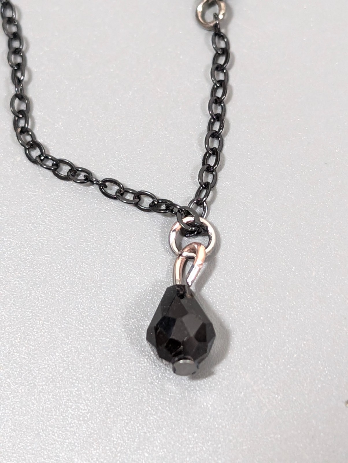 Dainty Black Bead Drop Necklace Minimalist Gothic Layering Chain Modern 17 in