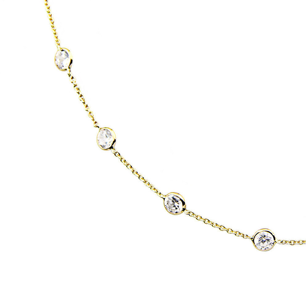 14K Yellow Gold Cubic Zirconia By The Yard Necklace 24 Inches