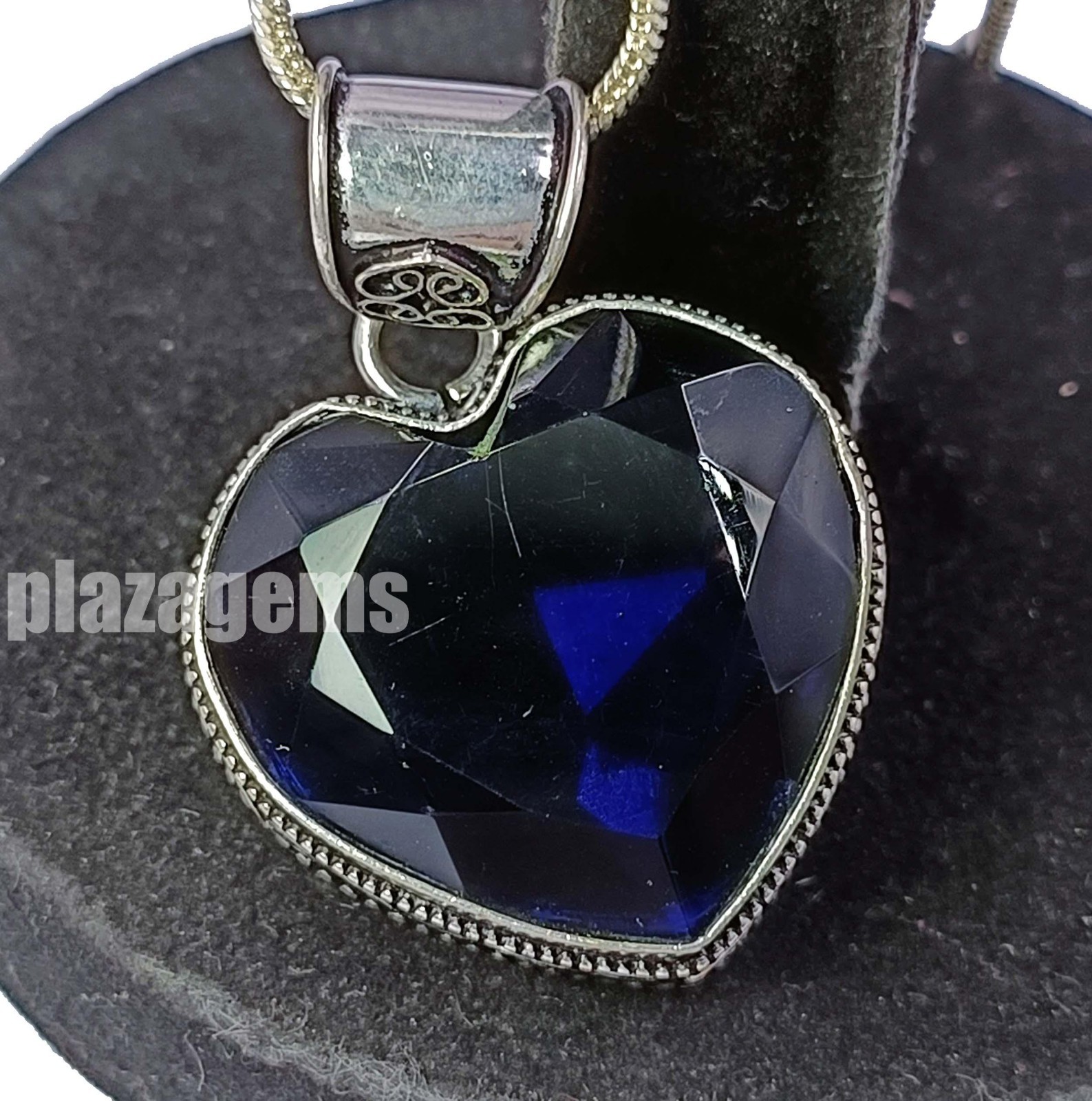 77.95 Ct Rare Natural Blue Sapphire Pendant Heart Cut Gems EGL 925 Silver 5ASC