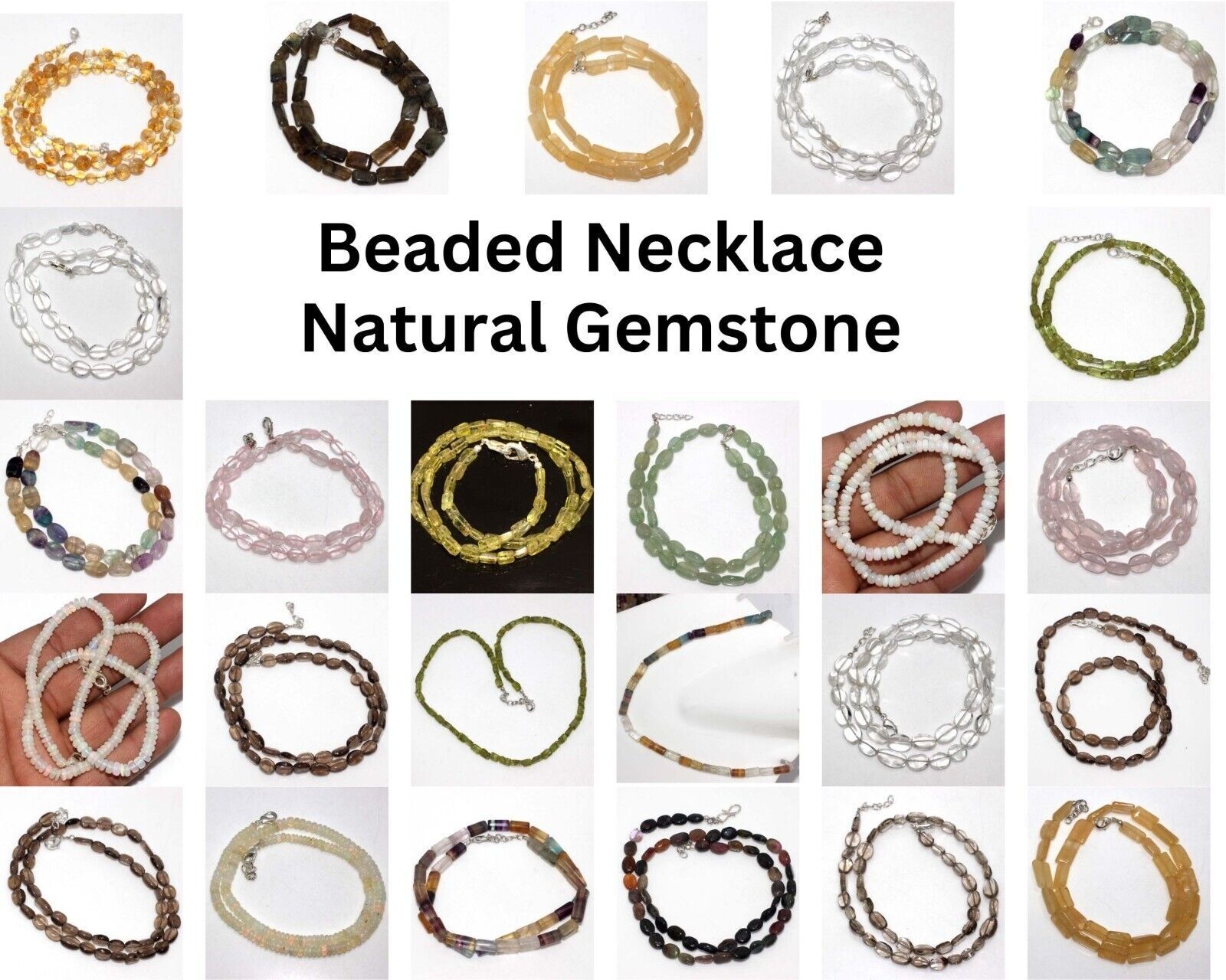 Natural Gemstones Beaded Necklace Handmade Ethnic Jewelry Daily Gifts Ideas