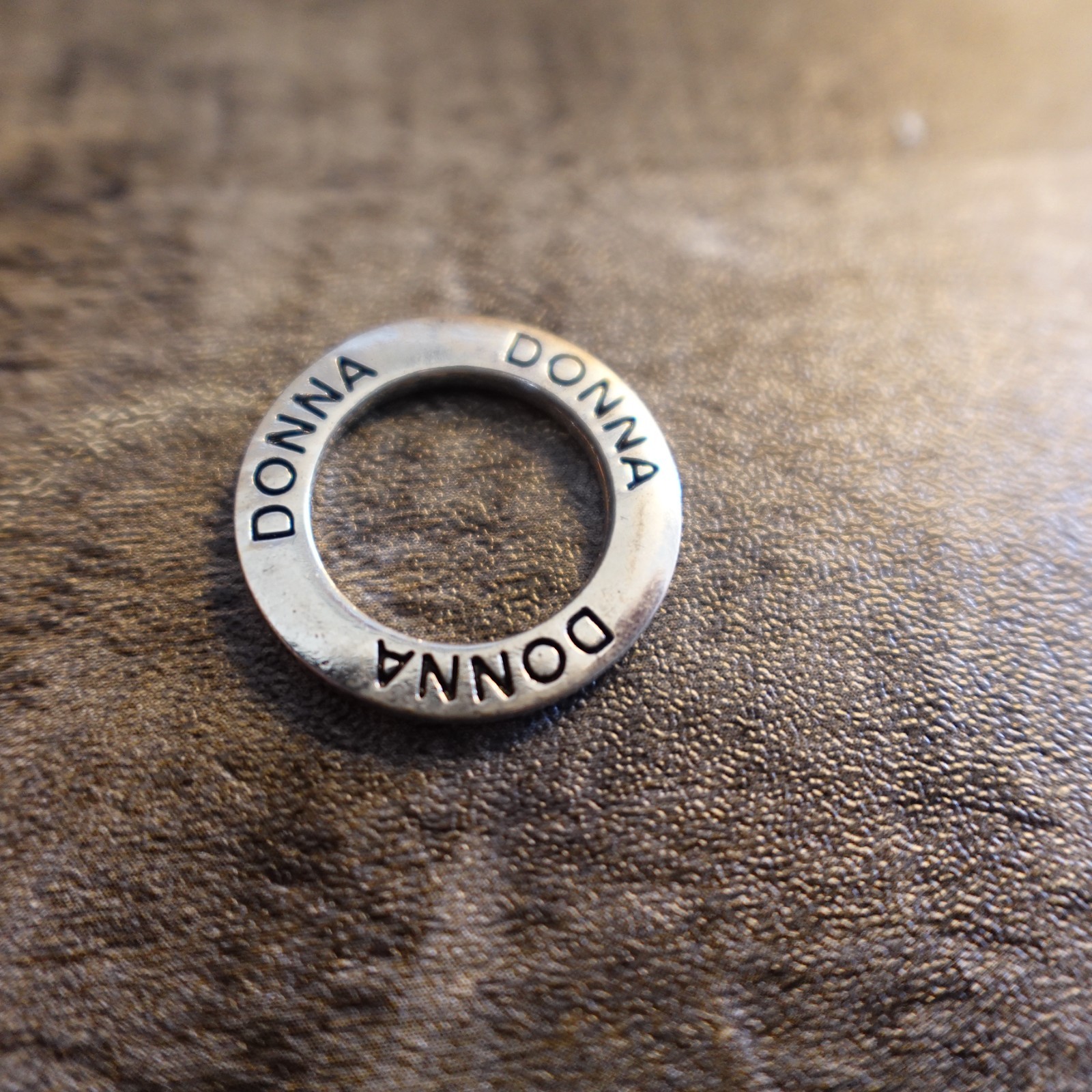 Donna Personalized Charm Silver Tone Circle Ring Engraved Name Gift
