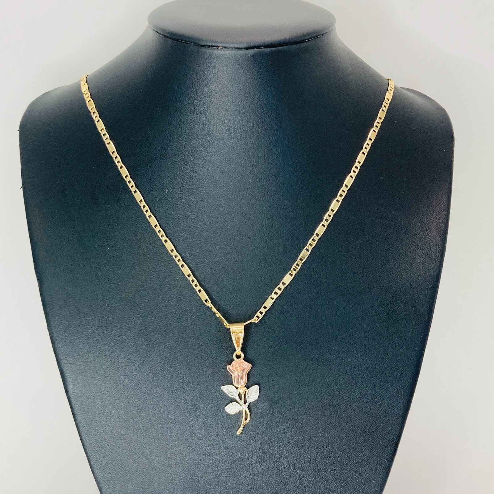 14k Gold Plated Rose Flowers Tri-tone Gold Pendant Necklace with Chain 20 #103