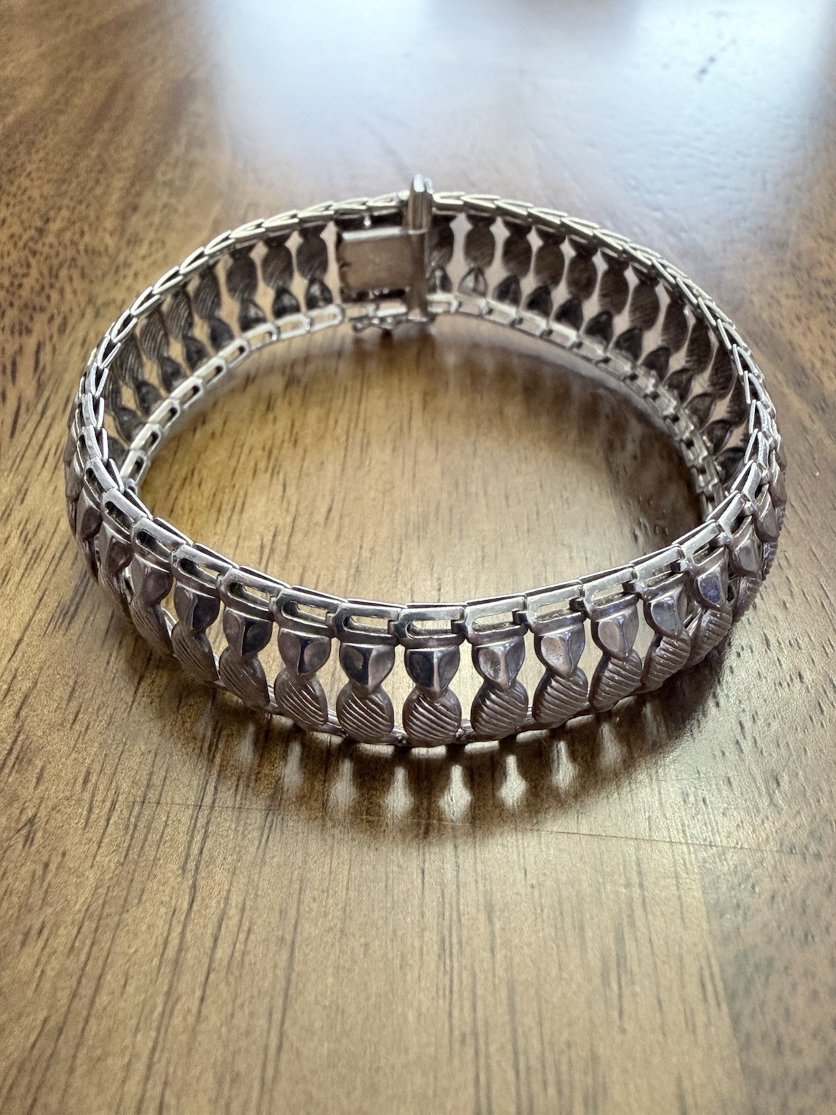 Milor 925 Sterling Silver Link 7” Bracelet Box Clasp Signed Made in Italy