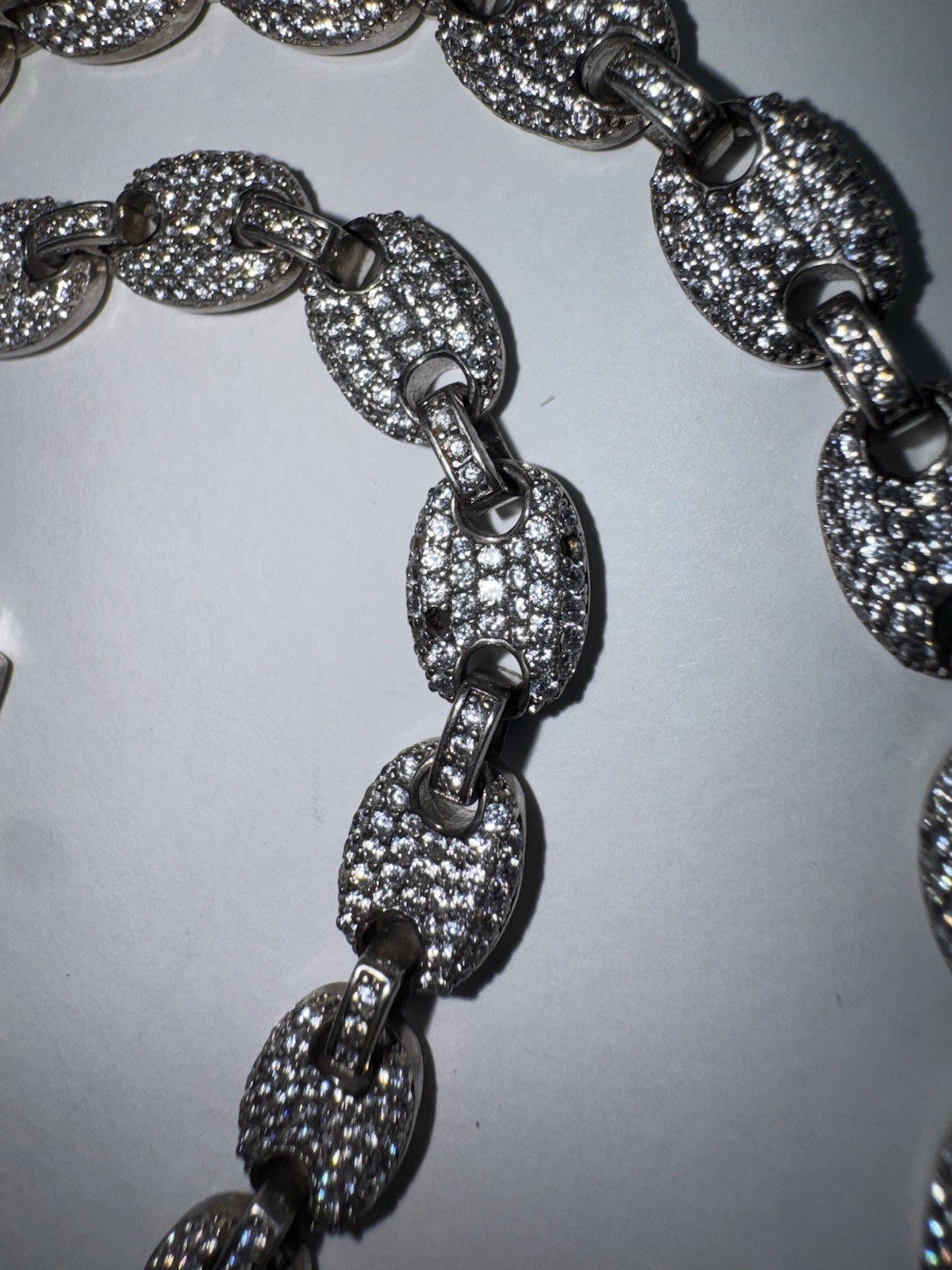 Gorgeous Solid Sterling Silver Cubic Zirconia Style Oval Chain 22 Inch Necklace