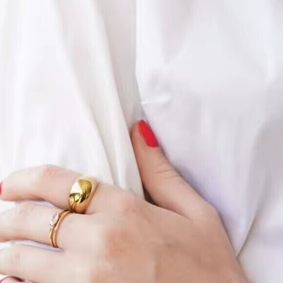 Chunky Gold Dome Ring – Waterproof, Non-Tarnish Statement Ring for Everyday Wear