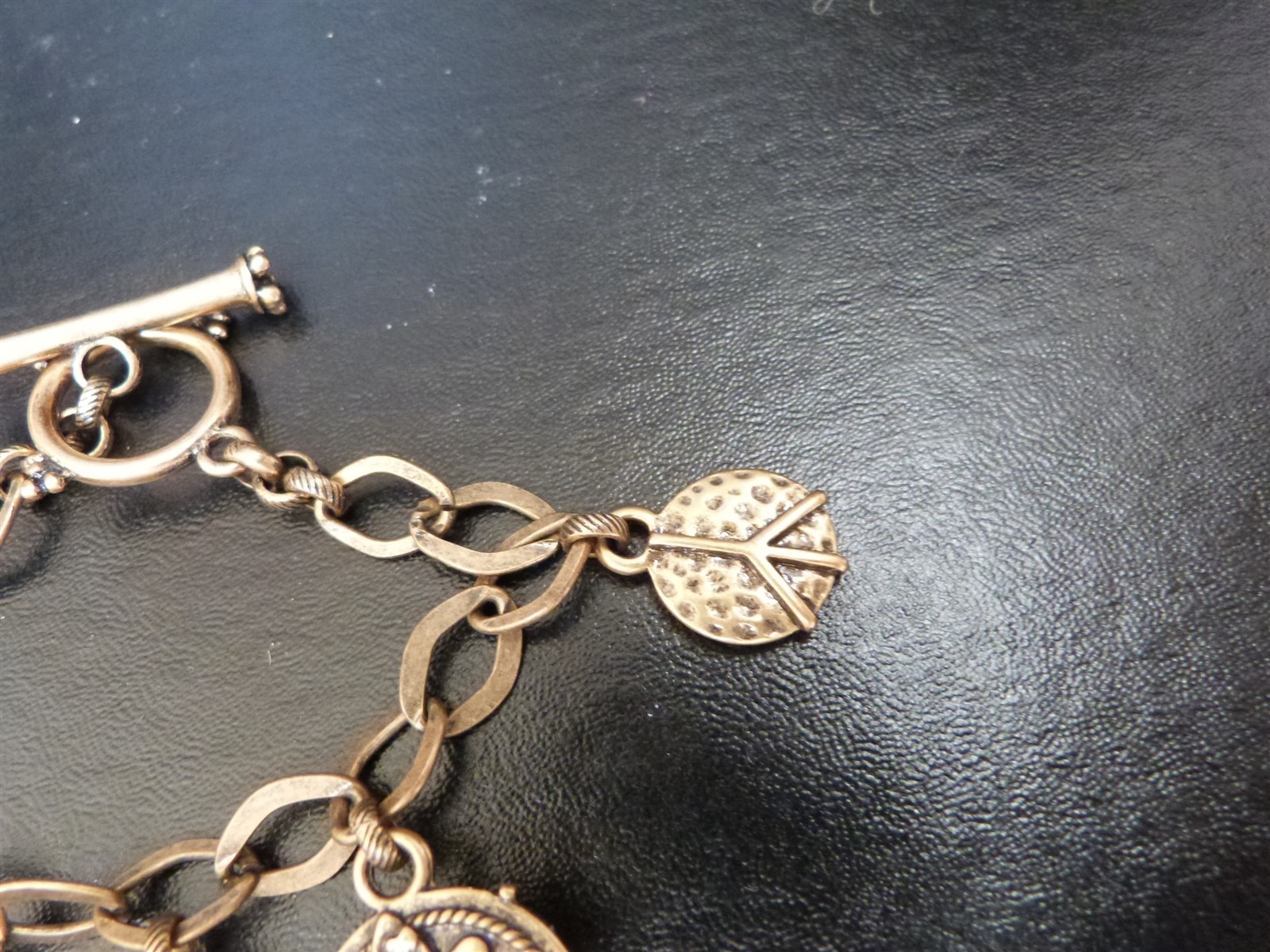 Lucky Brand jewelry lot charm bracelet Asian inspired floral dragon peace sign