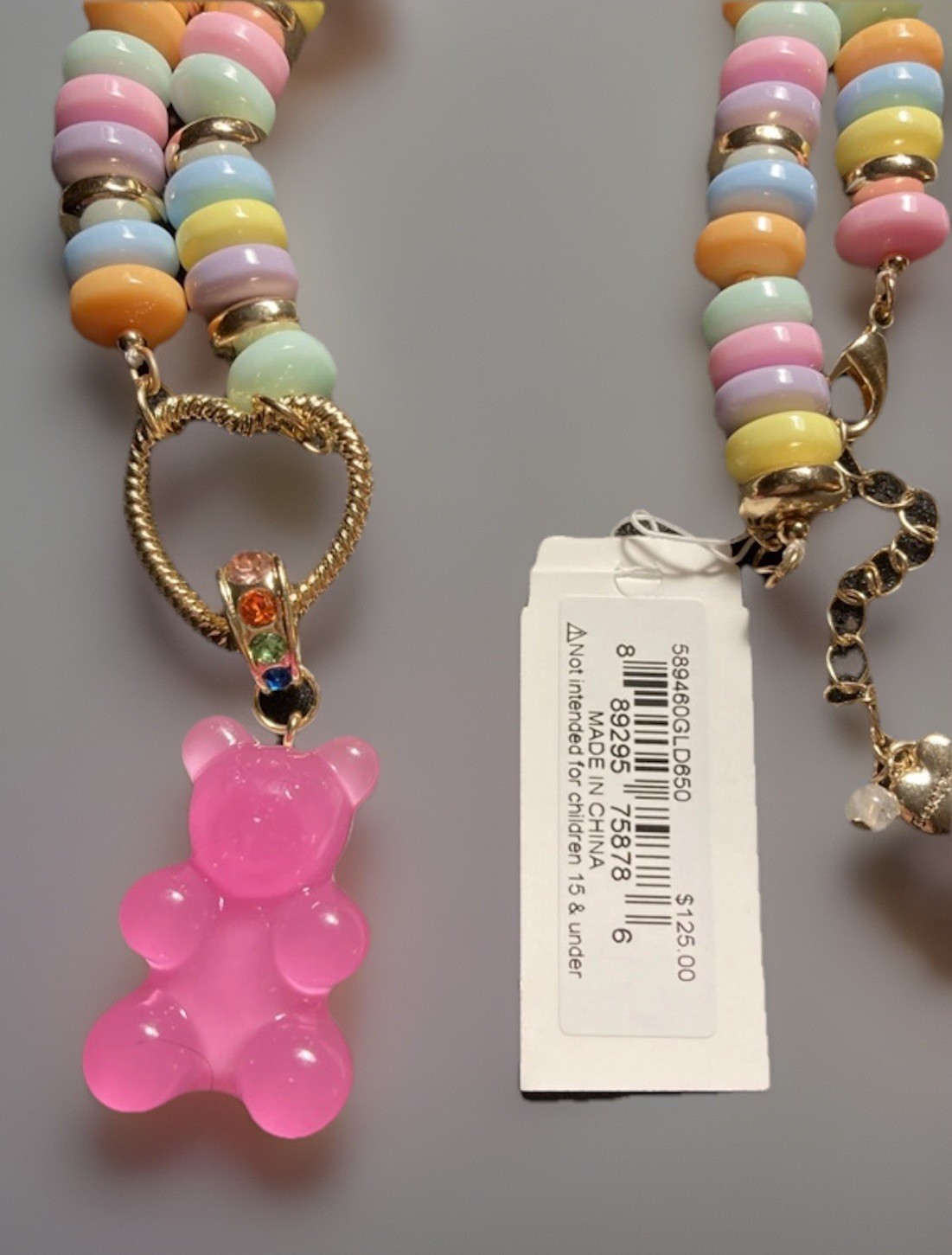 New Betsey Johnson Gummy Bear Necklace Candy Style Statement Pink