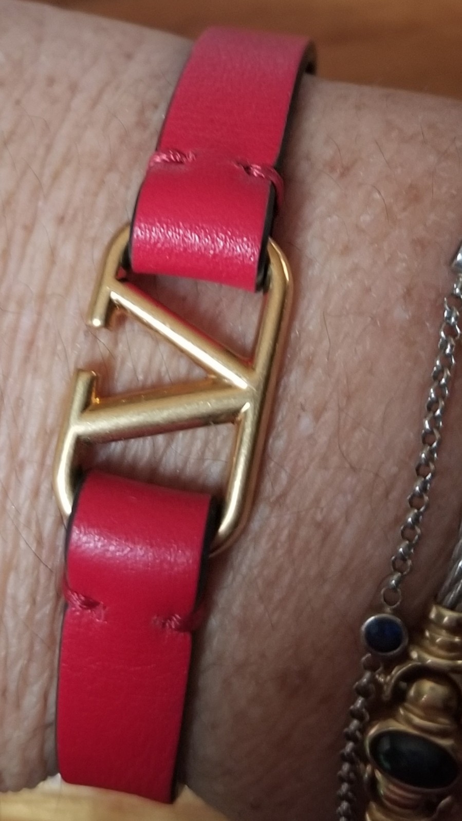 Valentino Garavani Red Leather Bracelet V Logo Dust Bag Limited Edition