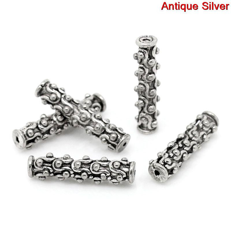 Sexy Sparkles 5 Pcs Spacer Beads Column/cylinder Antique Silver Pattern Carved