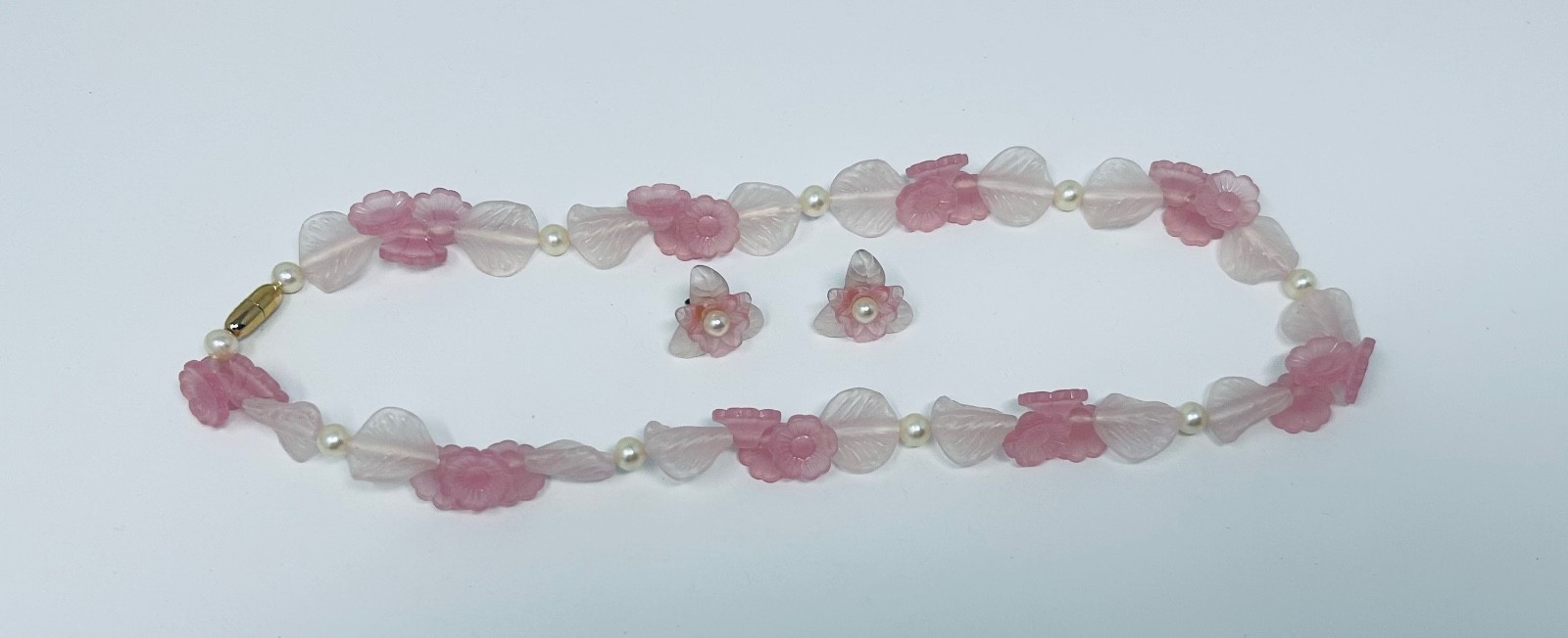 Vintage Avon Pastel Blossoms Collection Necklace and PIerced Earring Set