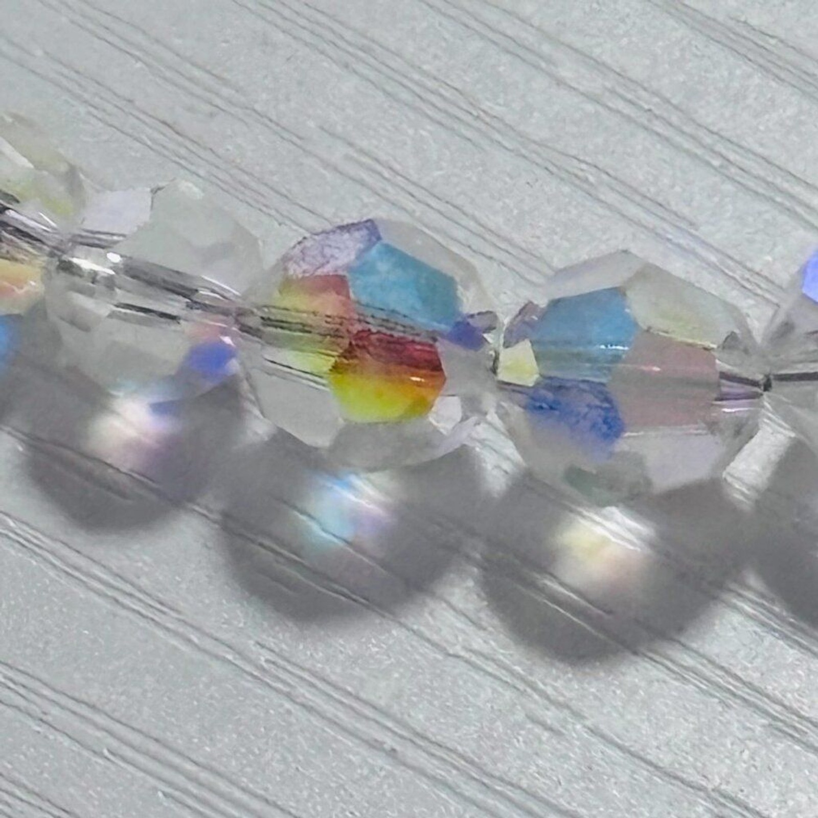 Aurora Borealis Crystal Beaded Necklace Clear AB Sparkle 16”