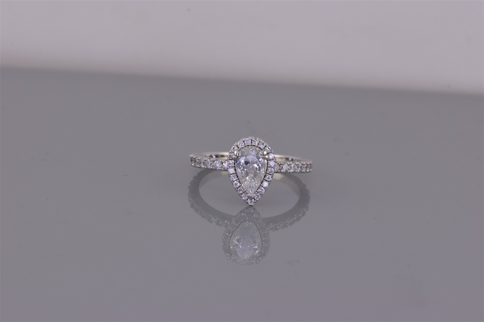 Sterling Silver Pear Cut Cubic Zirconia Halo Accented Band Ring 925 Sz: 6