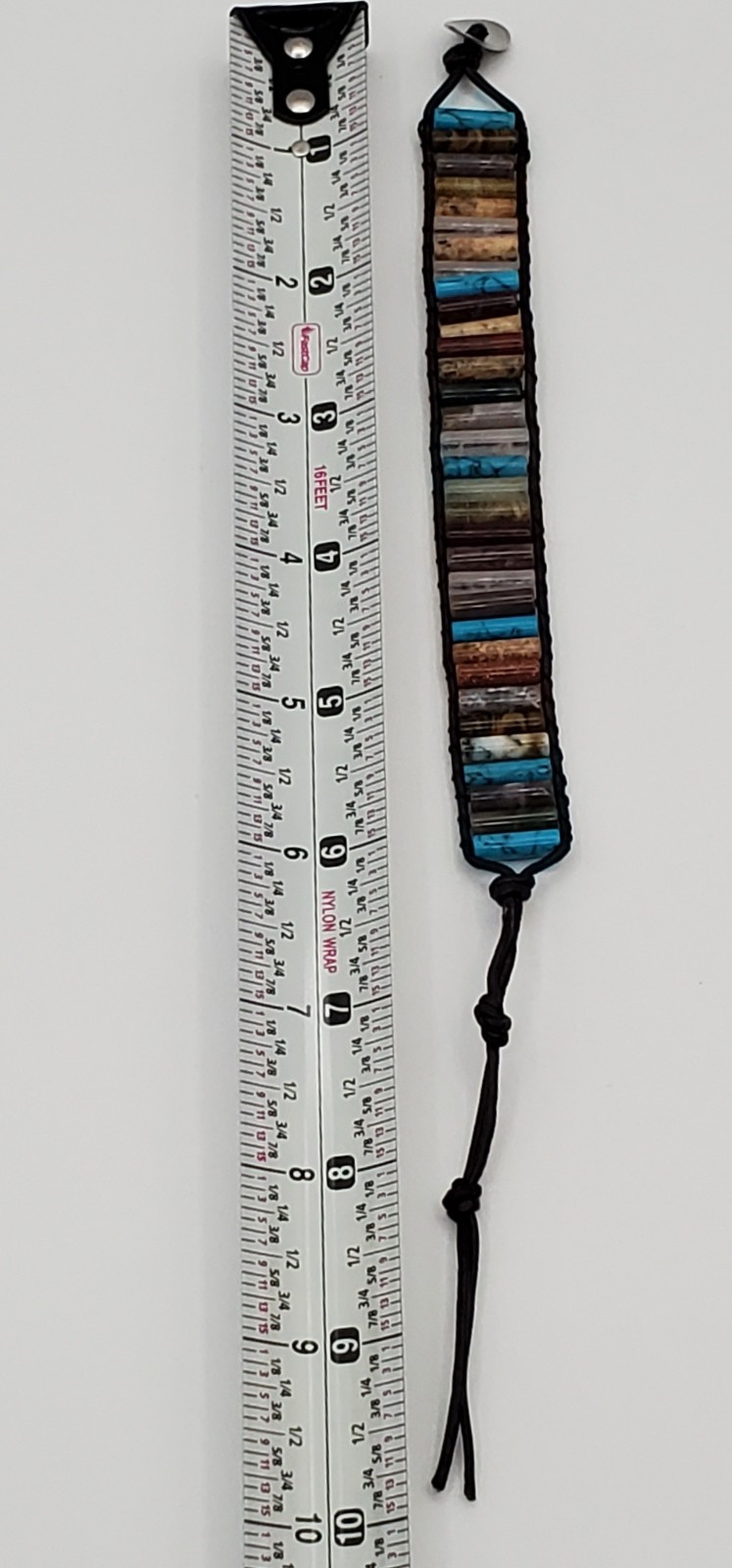 Southwest Stone Leather Wrap Bracelet 7in or 8in Unisex Multicolor Tube Beads