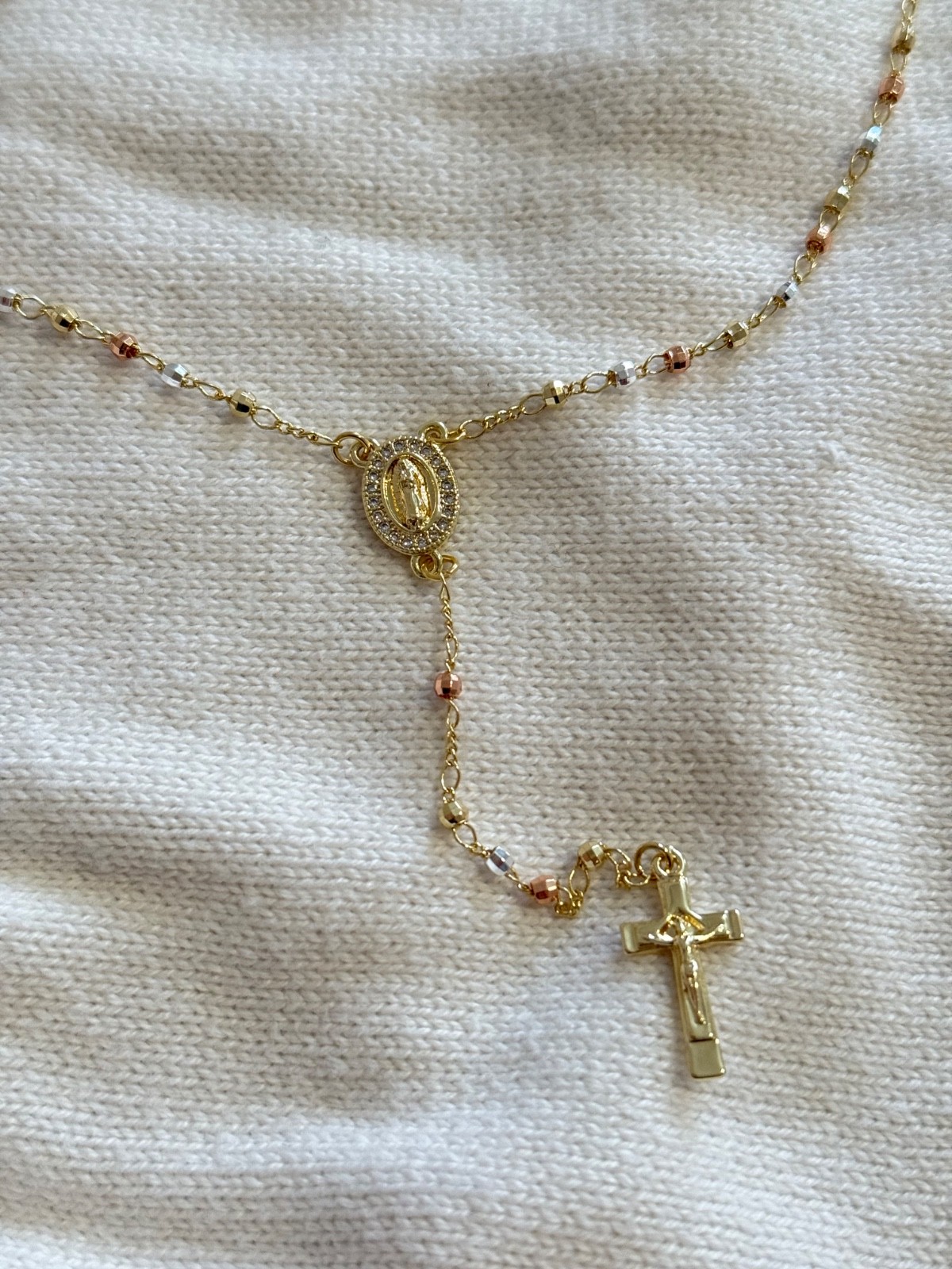 18” Rosary in 3tones with Virgen de Guadalupe