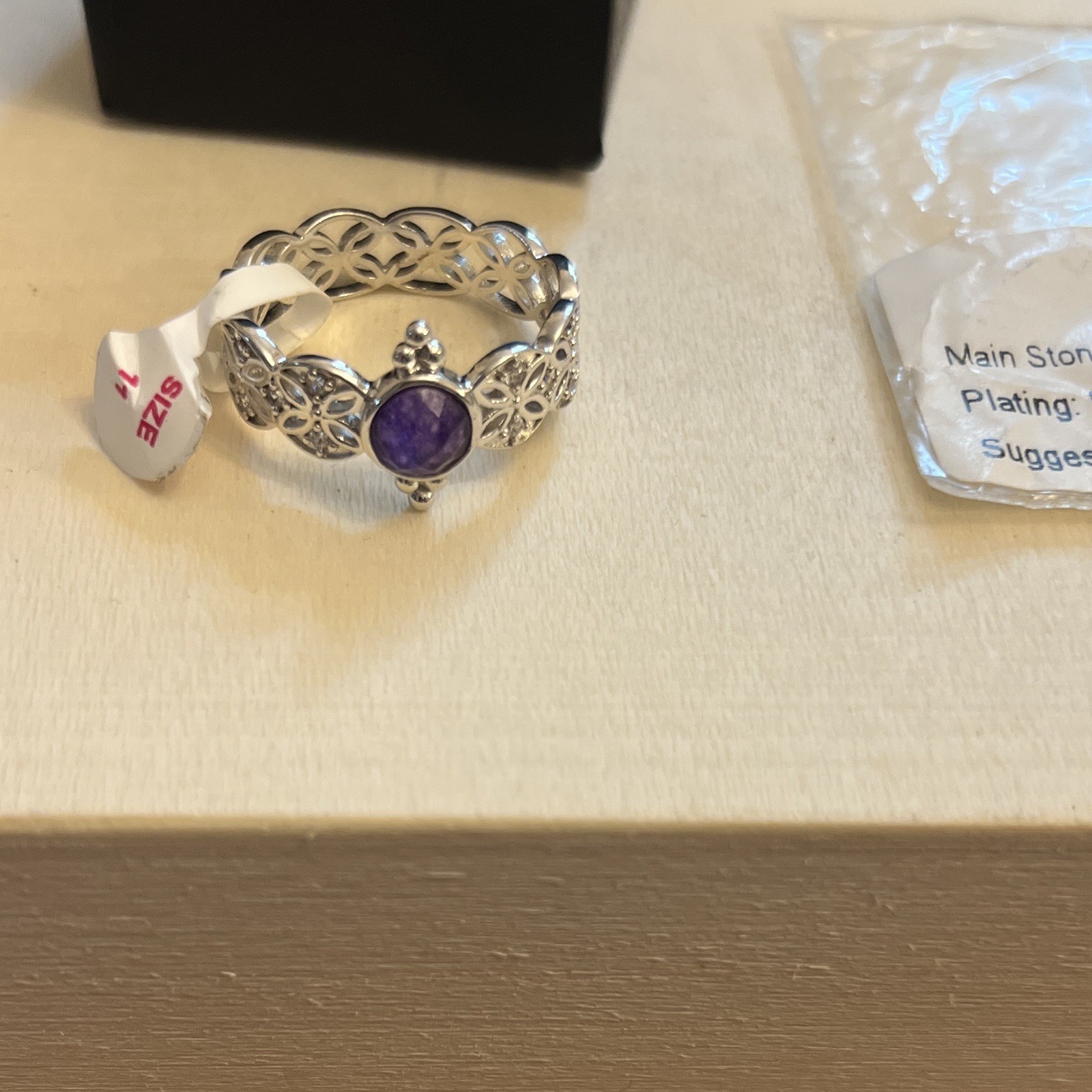 Ring Bomb Party Drop of Zen RBP2763 Rhodium Plated Amethyst Ring Size 11