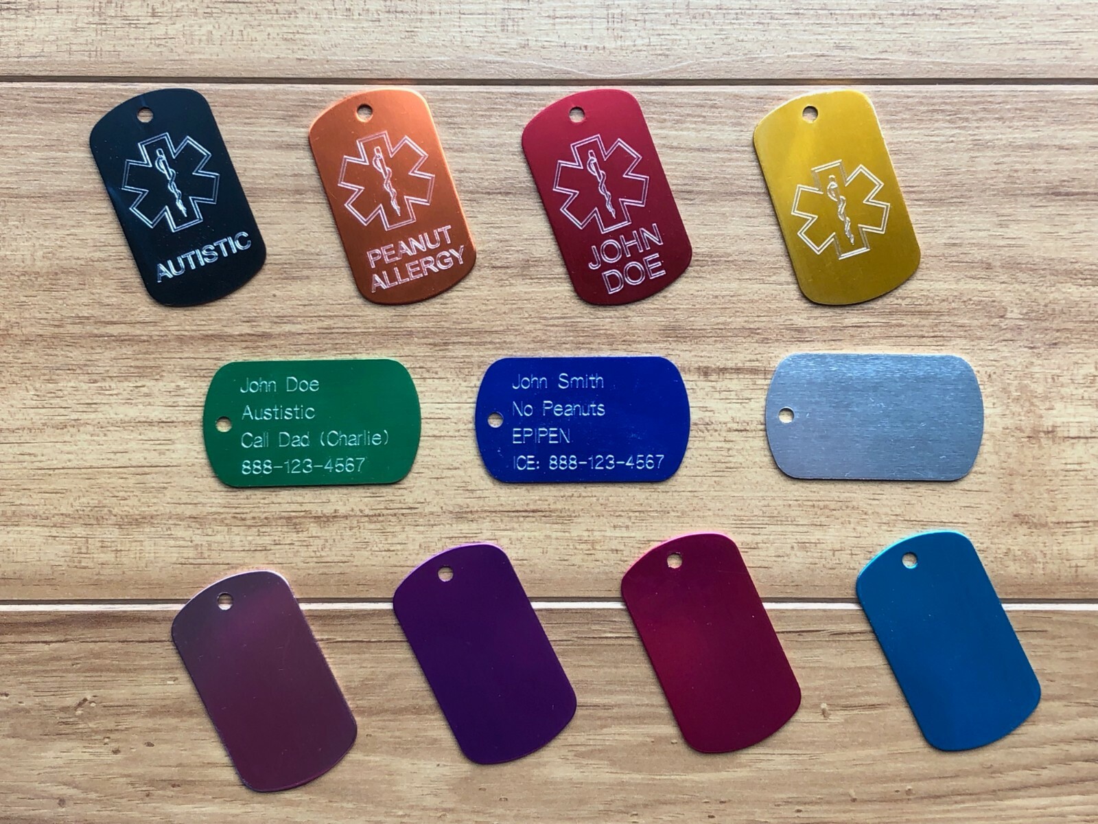 CUSTOM ENGRAVED MEDICAL ALERT ID INFO DOG TAG NECKLACE DIABETIC ALLERGIES ICE