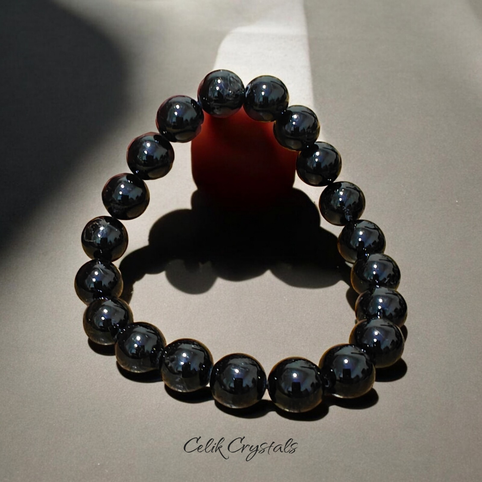 Black Tourmaline Bracelet Natural High Quality Stones 10mm Unisex Stretch…