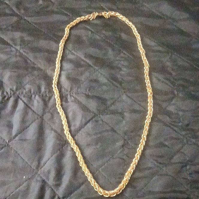 Gold Tone Rope Chain Necklace – Metal Chain Style, No Stone
