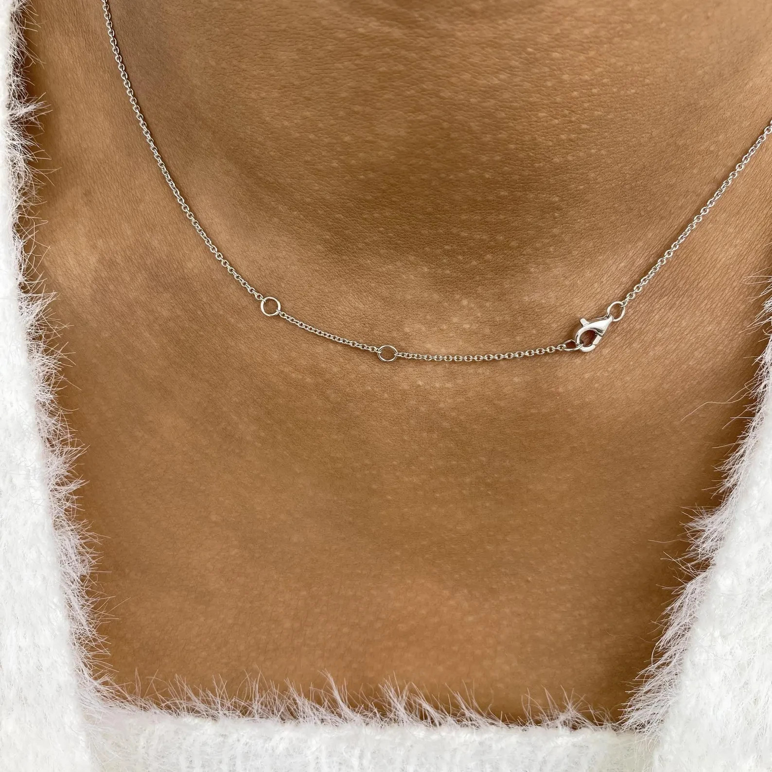1.00 Ct Oval EF VS Lab Grown Diamond Bezel Solitaire Necklace in 14K White Gold