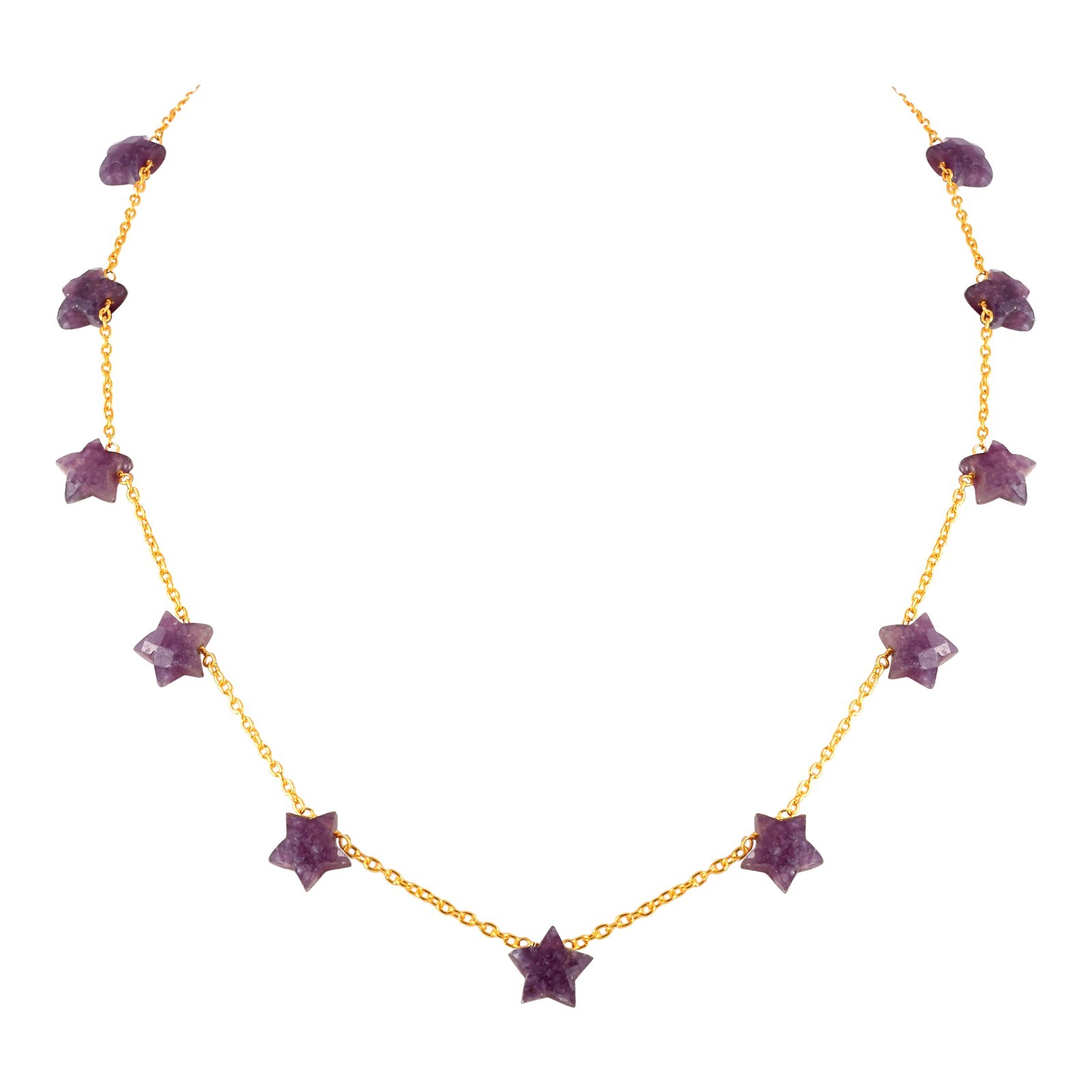 Celestial Star Gemstone Necklace Gold Plated 925 Sterling Silver Clasp