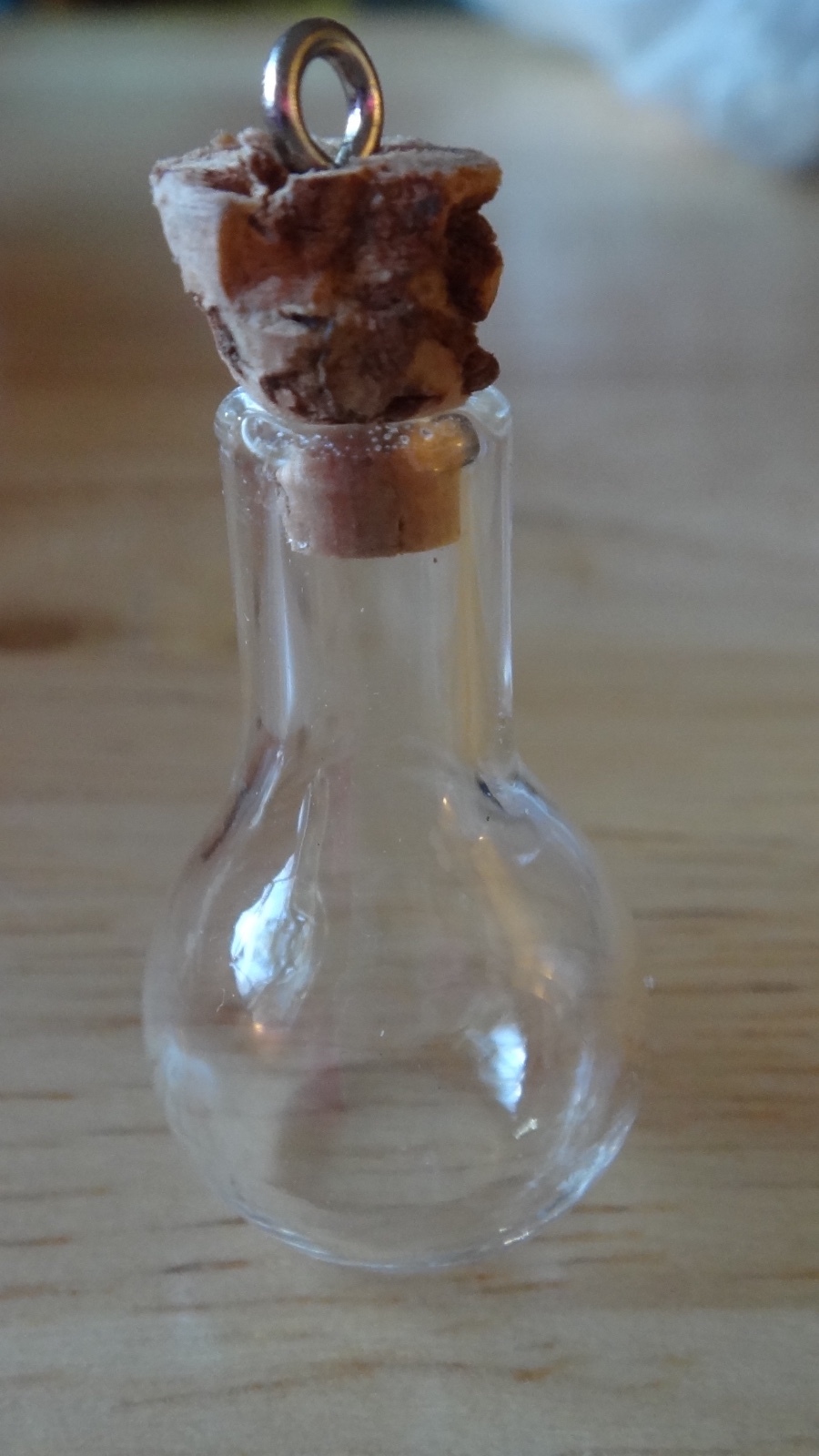 Small 36x17mm Glass Round Bottle with Cork for TINY Momentos Charm
