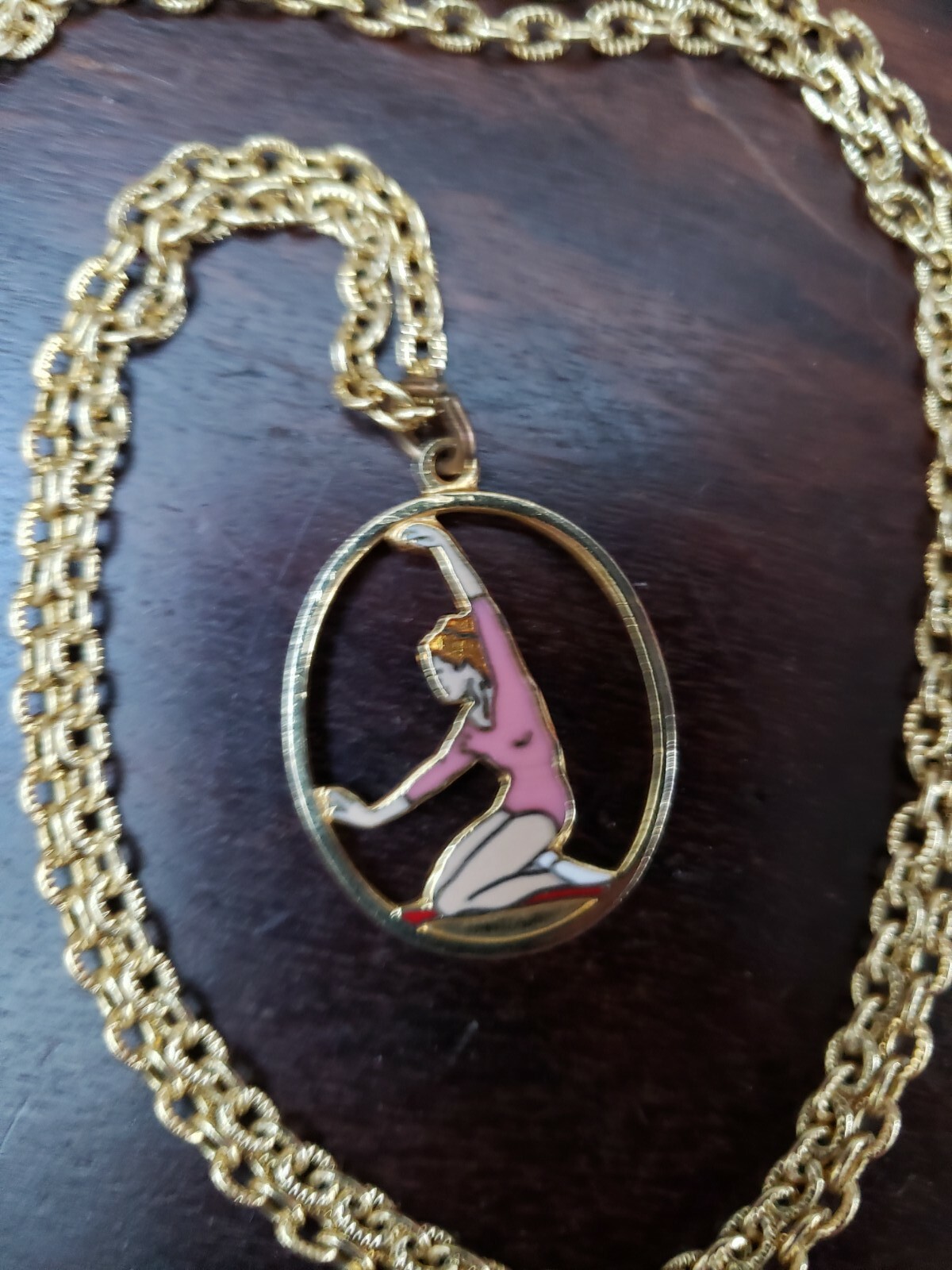 Ballerina Gymnastic Enamelware Necklace