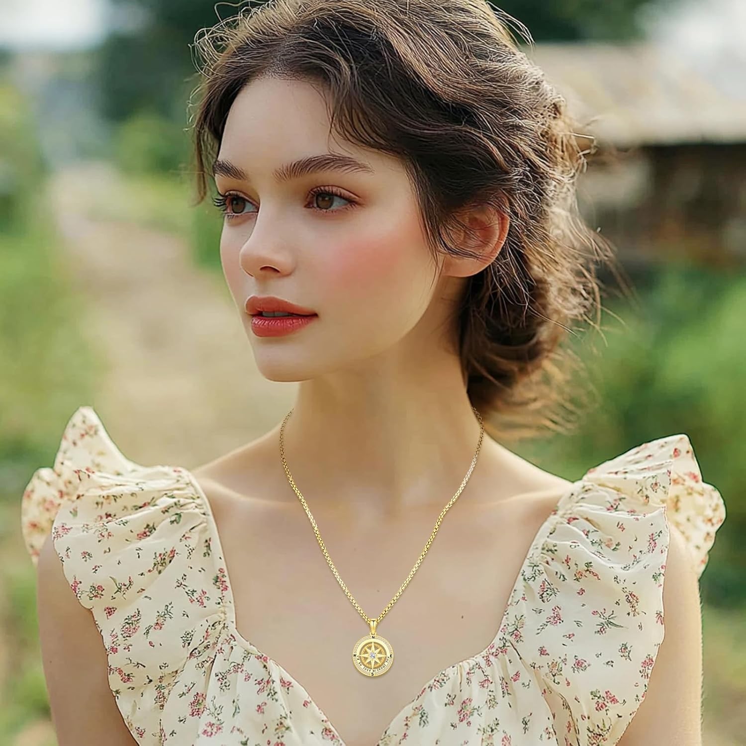 Compass Necklace for Women Gold Sterling Silver I’d Be Lost Without U Pendant