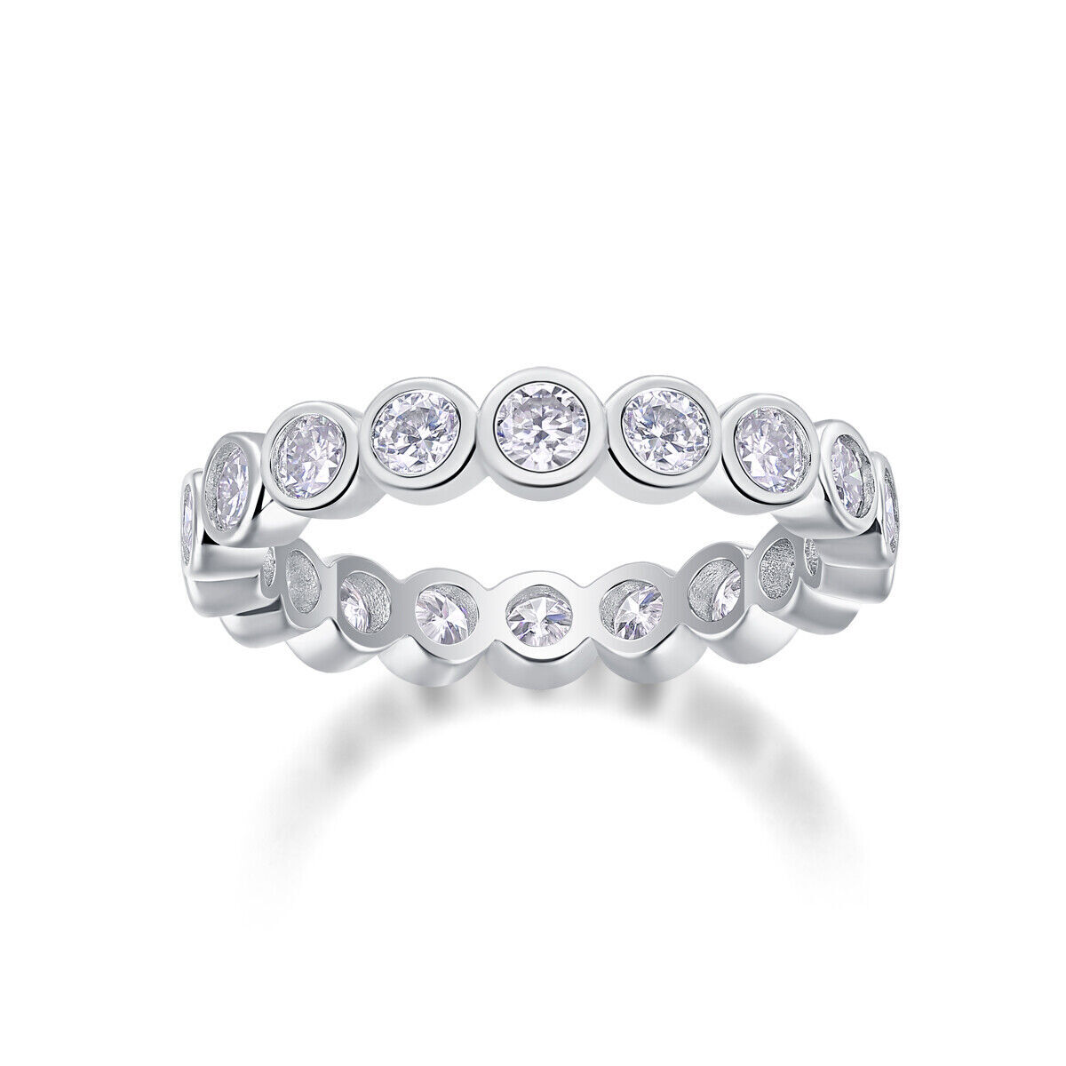 Round Cut Moissanite Eternity Band Wedding Ring for Women 925 Sterling Silver