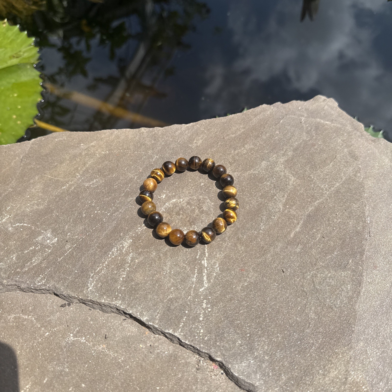 Natural 8mm Yellow Tiger’s Eye Round Gemstone Beads Bracelet 7.5” AAA+