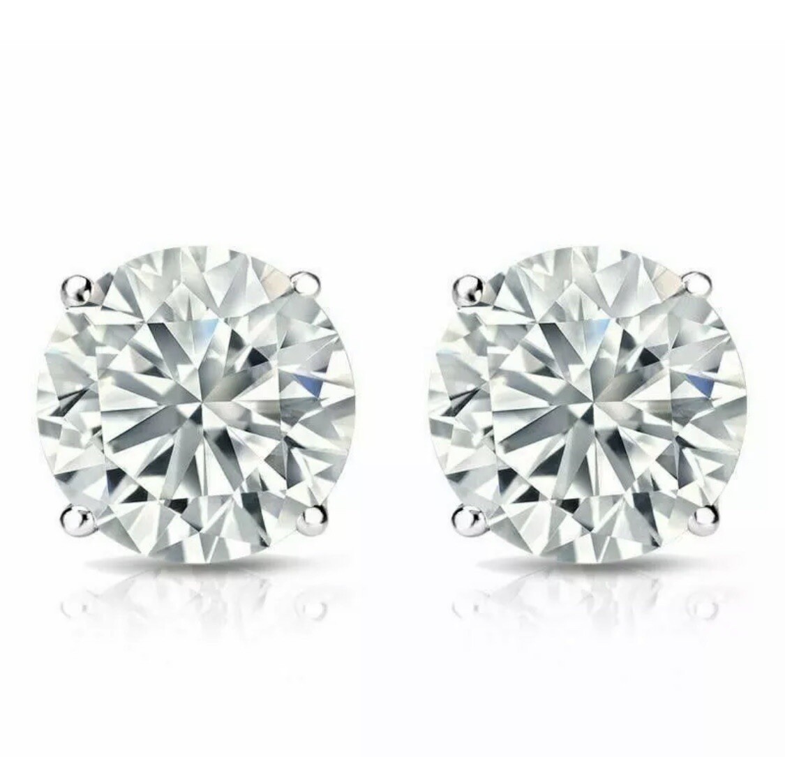 0.44 CT Lab Grown Diamond stud Earing for women 925 Silver 14k White Gold Plated