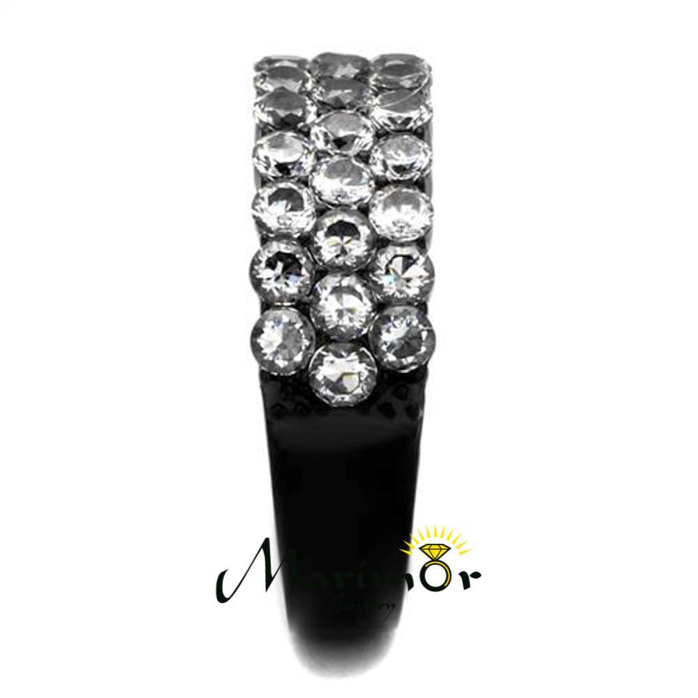 2.4 Ct Zirconia Stainless Steel Black Ion Plated Fashion Ring Women’s Sz 5-10