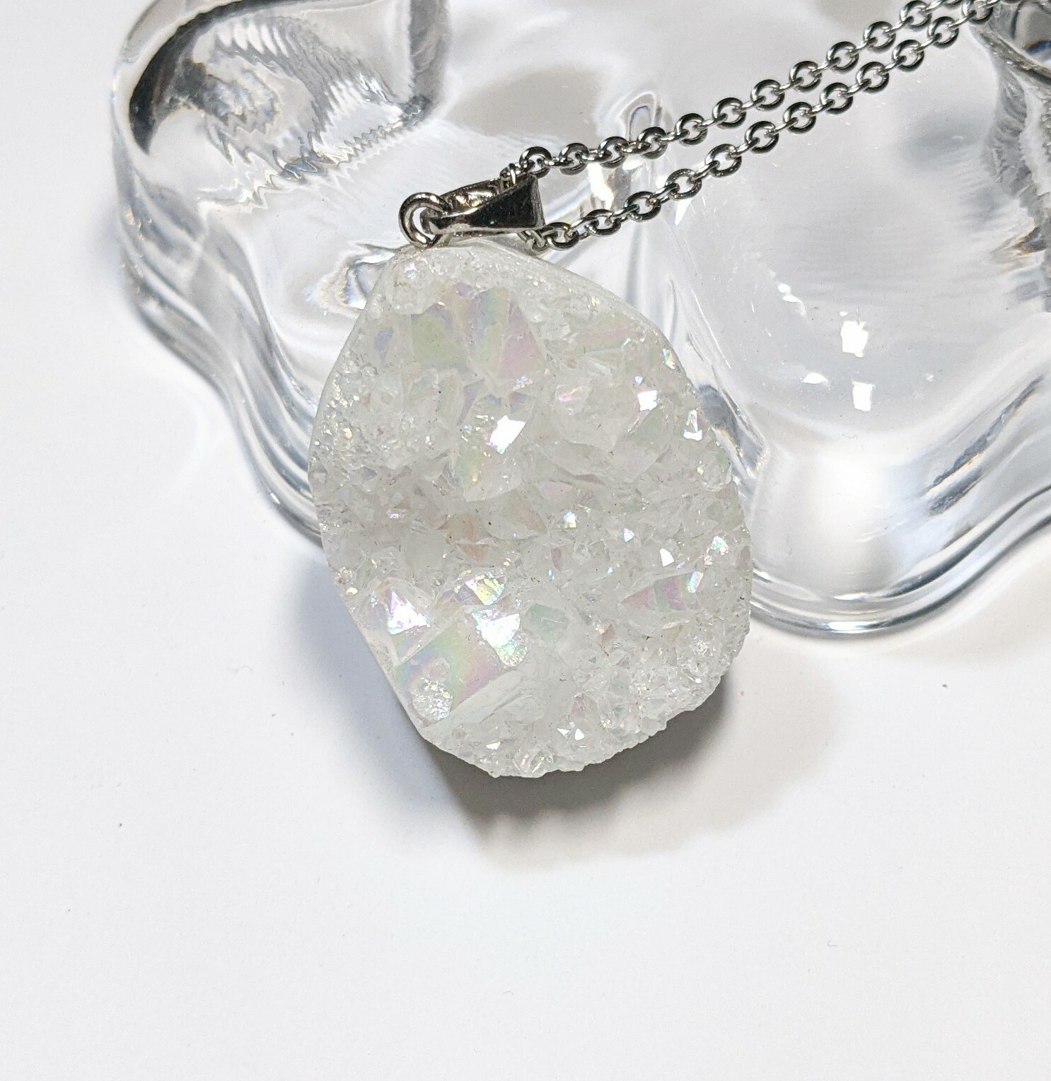 Druzy Geode Agate Pendant Necklace for Woman Long Necklace Healing 30″ Gift Whit