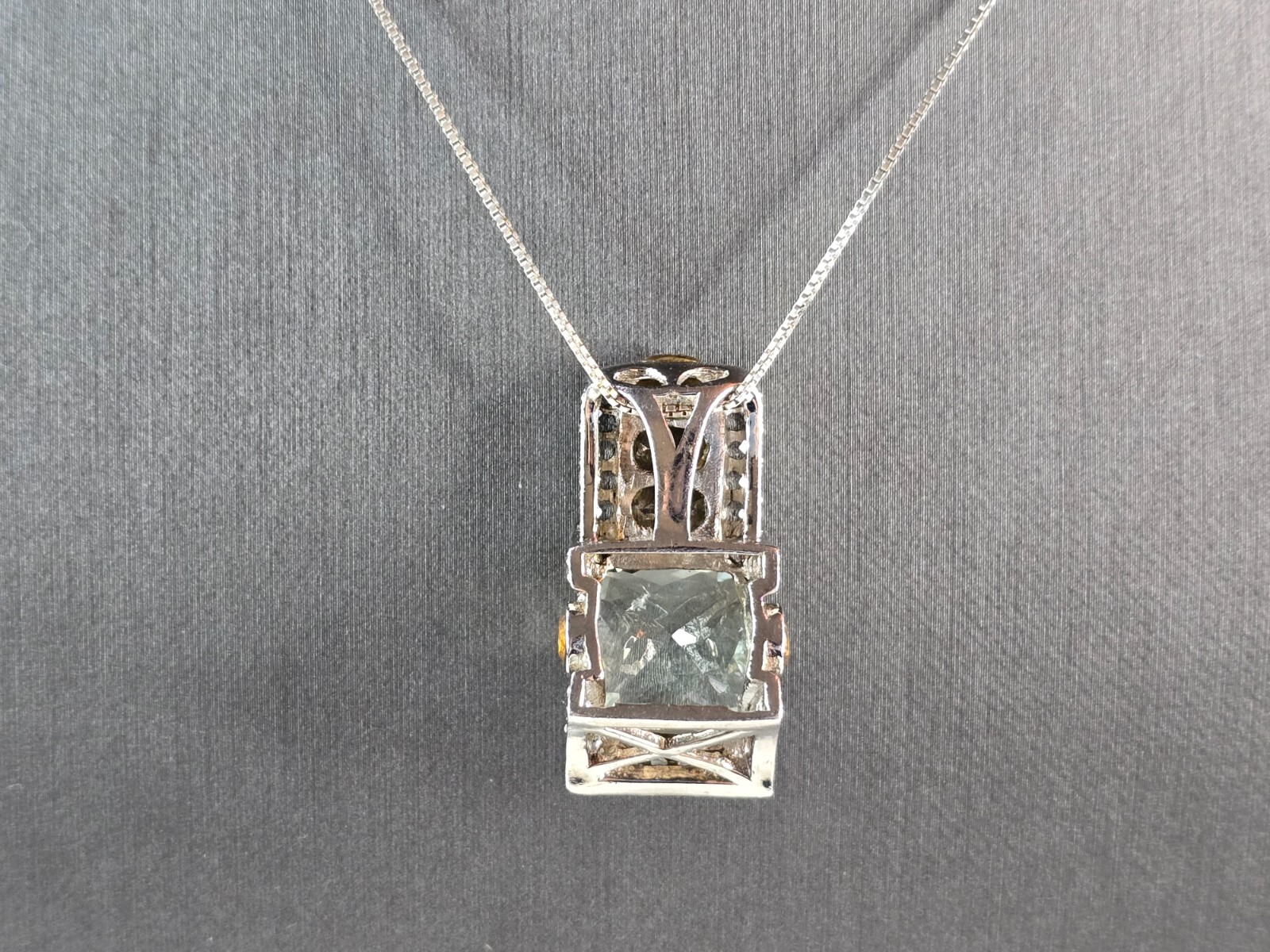 Womens Vintage Estate Sterling Silver Modernist Pendant & Necklace 12.0g E1579