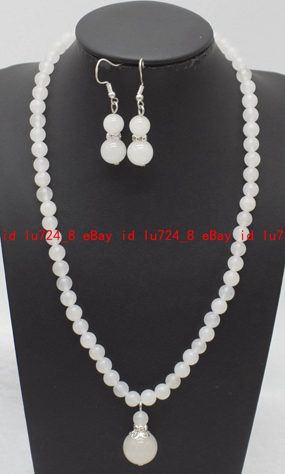 Fashion 6mm Natural Multicolor Gems Round Beads Pendant Necklace Earrings Set
