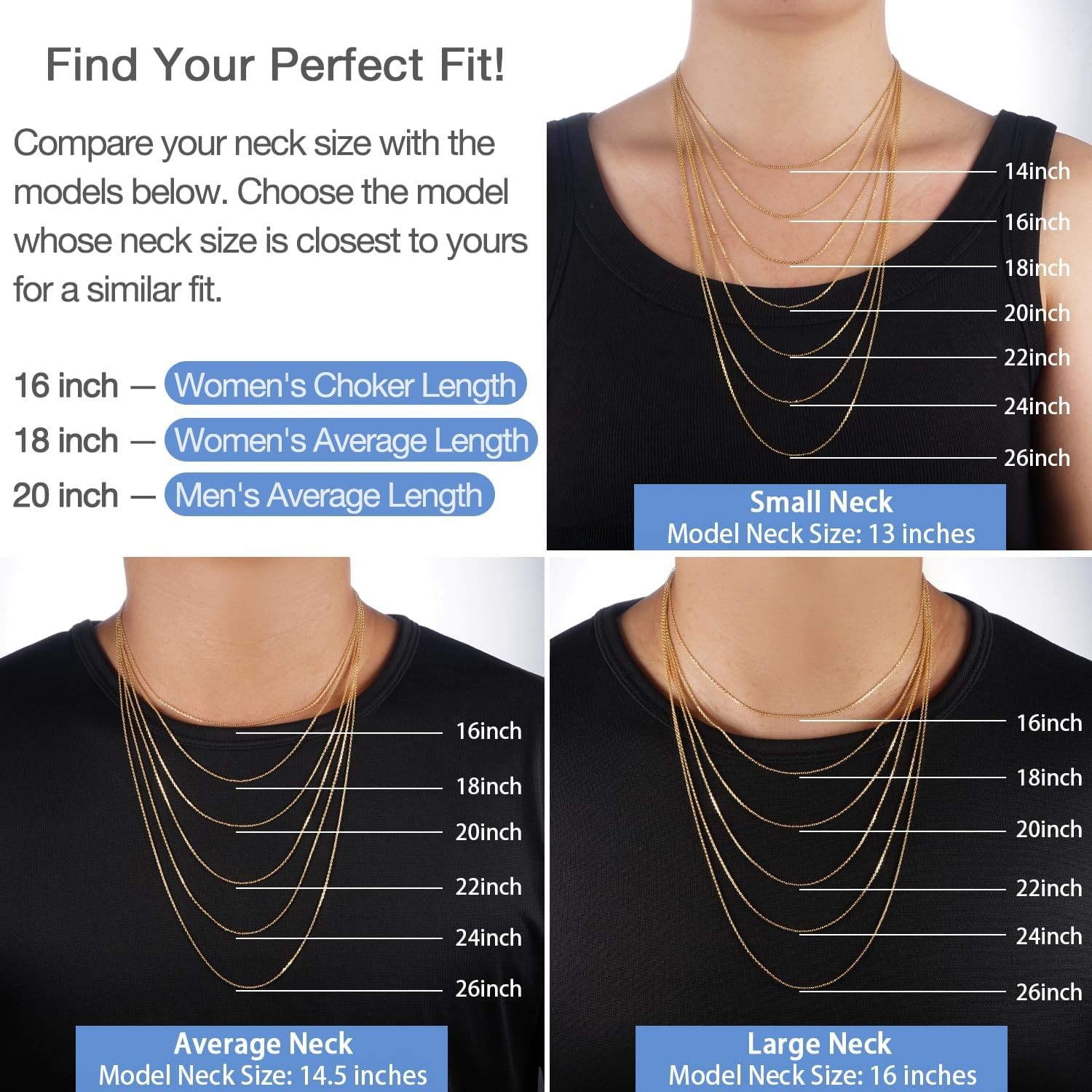 1Mm 1.2Mm Cable Chains 925 Sterling Silver Chain Necklace for Women, 14K Gold Pl