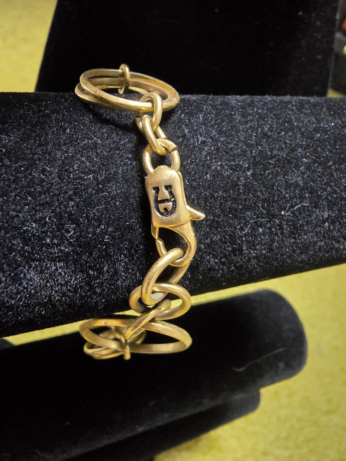 Vintage Etienne Aigner Gold Tone Link Chain Bracelet Horseshoe Logo Clasp