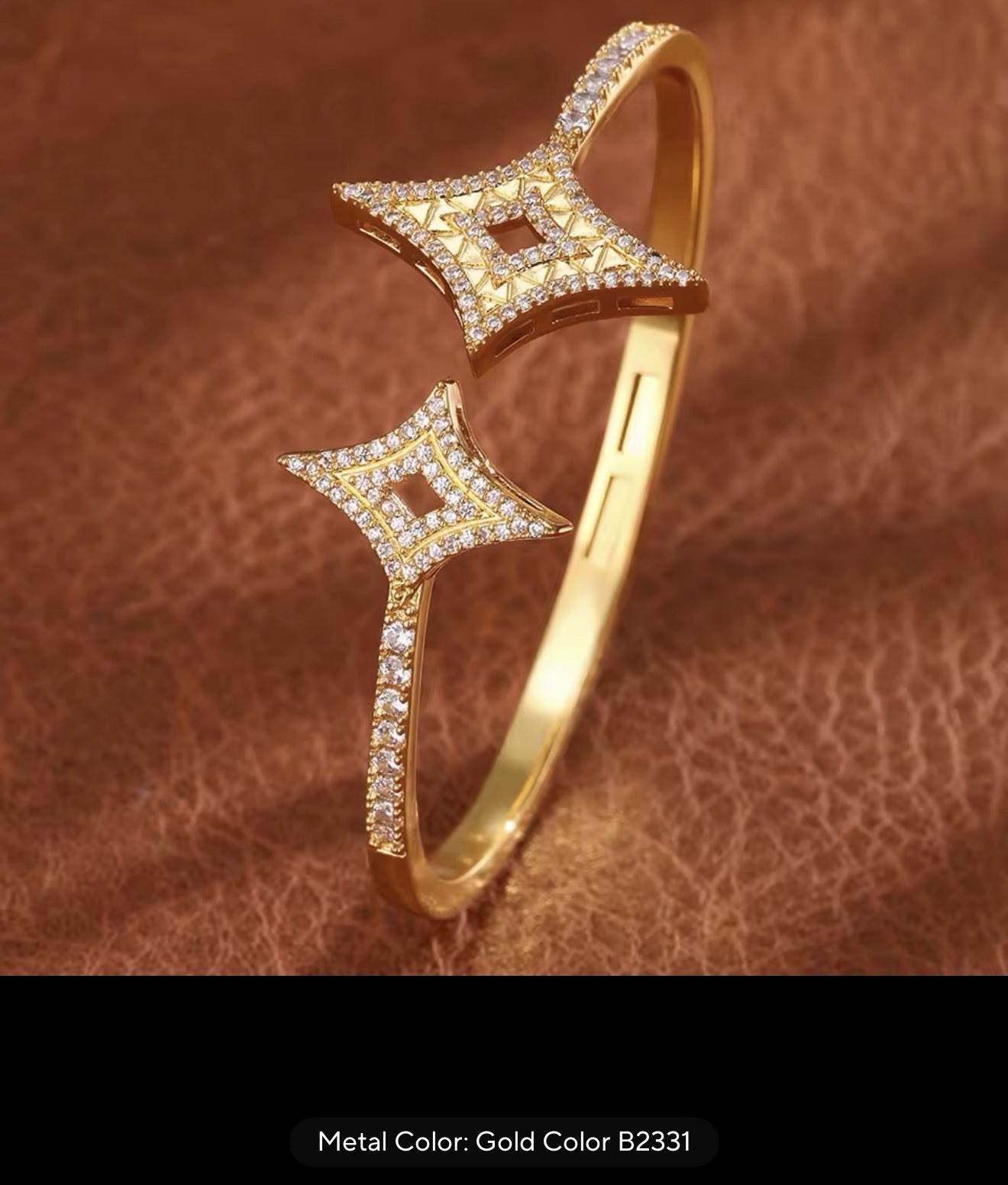 Luxury Geometry Colors, Gold/Silver Cuff Bangles For Women Fashion