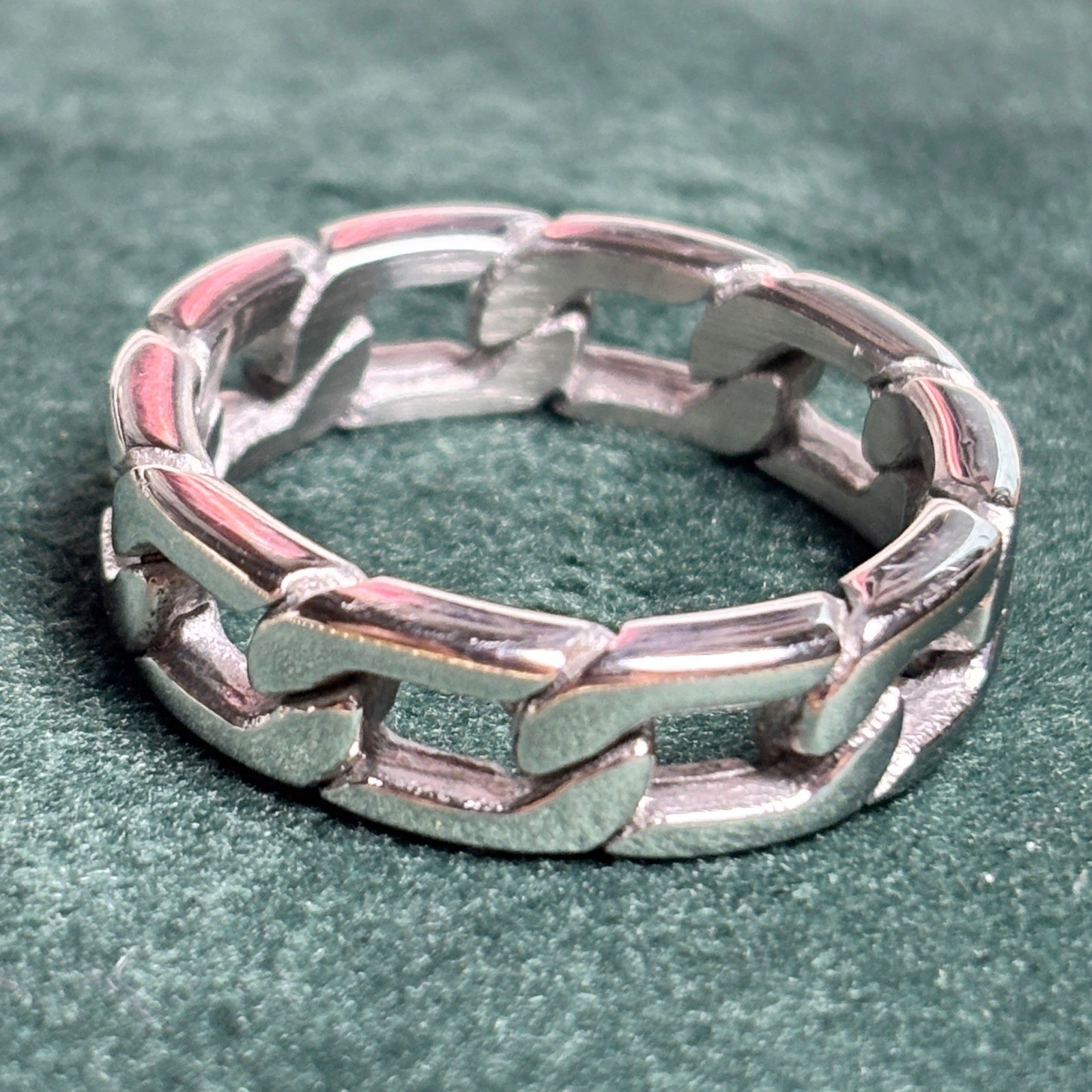 Silver Cuban Link Chain Ring Mens Womens Streetwear Band Size 11