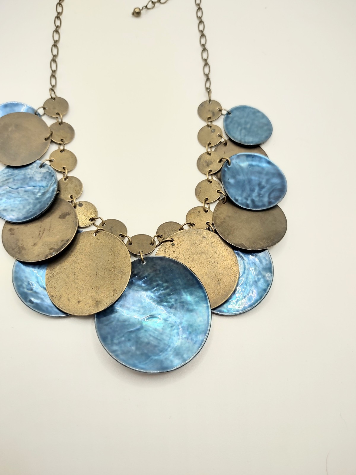 Necklace Shell Jingles Round Antique Tone Chain Lobster Claw Clasp Adjustable