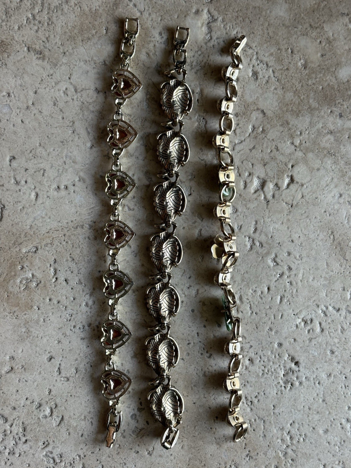 Bracelets Lot Of 3 All Are Gold Tone With Various Colored Stones 7”