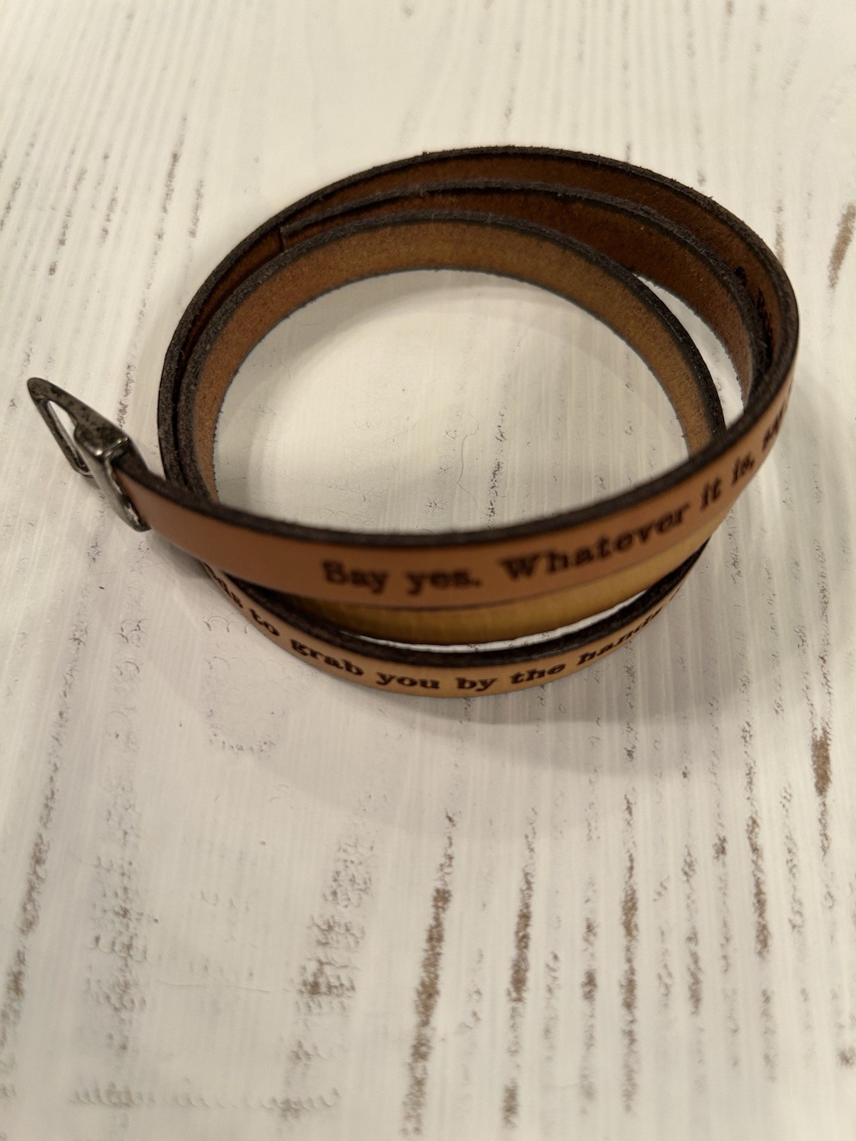 Brian Andreas Story People Say Yes Wrist Wrap Buckle Closure Leather Bracelet