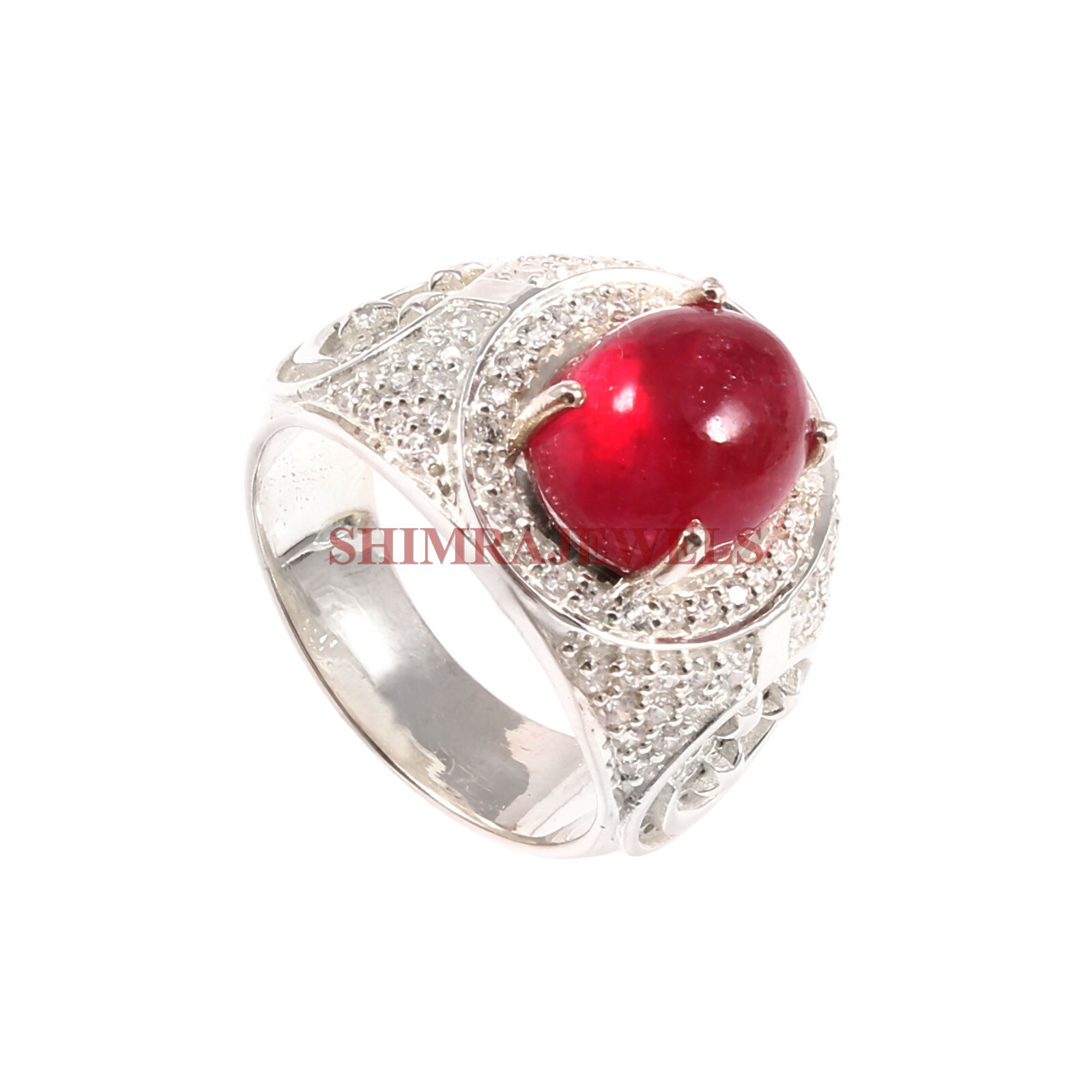 Heated Ruby Gemstone with 925 Sterling Silver Ring for Men’s #39